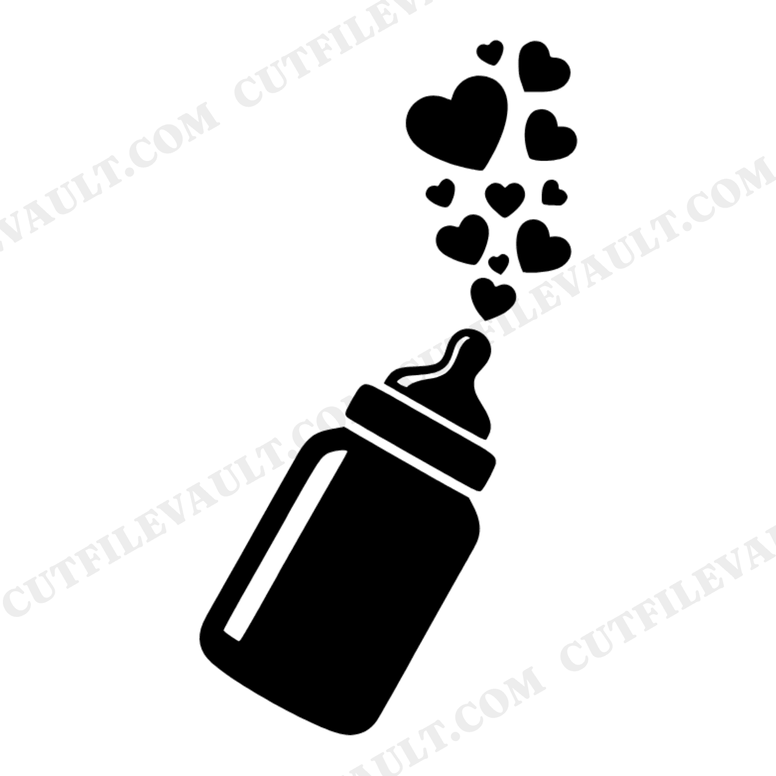 Groovy Baby Bottle SVG PNG, Retro 70s Heart Bubbles Cut File, Valentine Nursery Decor, view 1