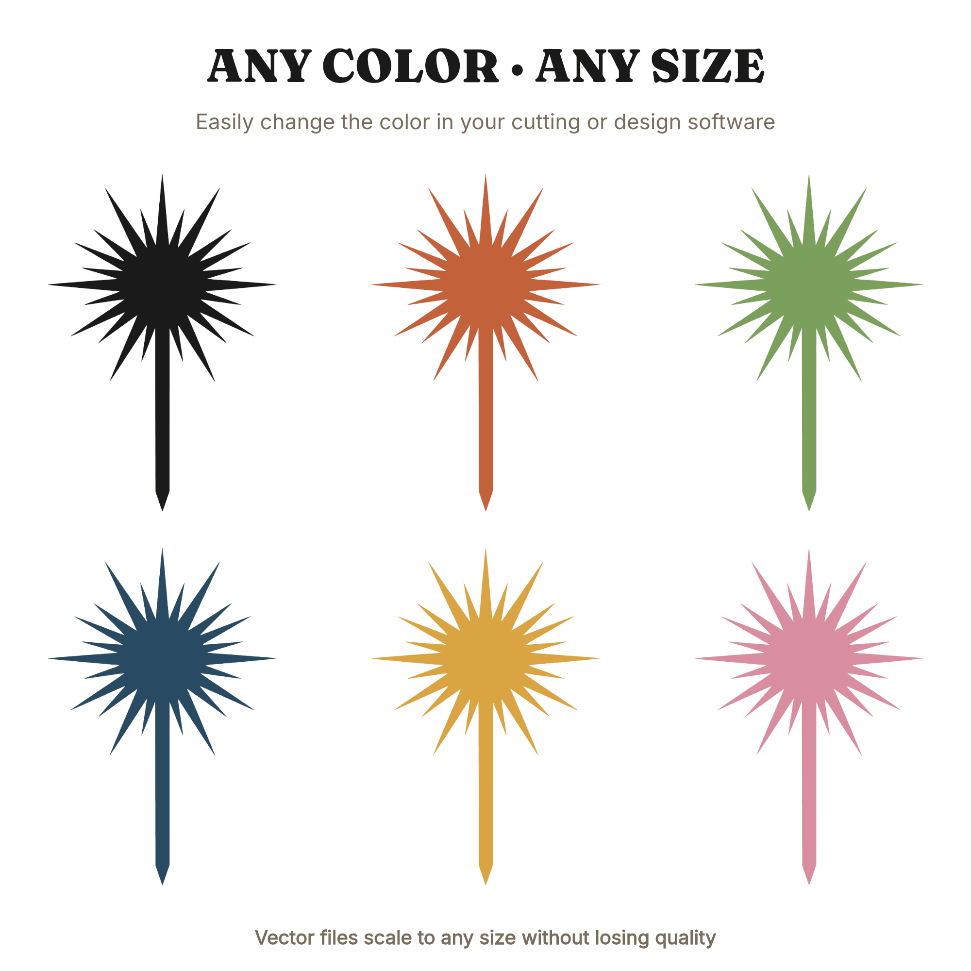 Scandinavian Starburst Halloween Cake Topper SVG PNG, Geometric Star Party Decoration Cut File, view 2
