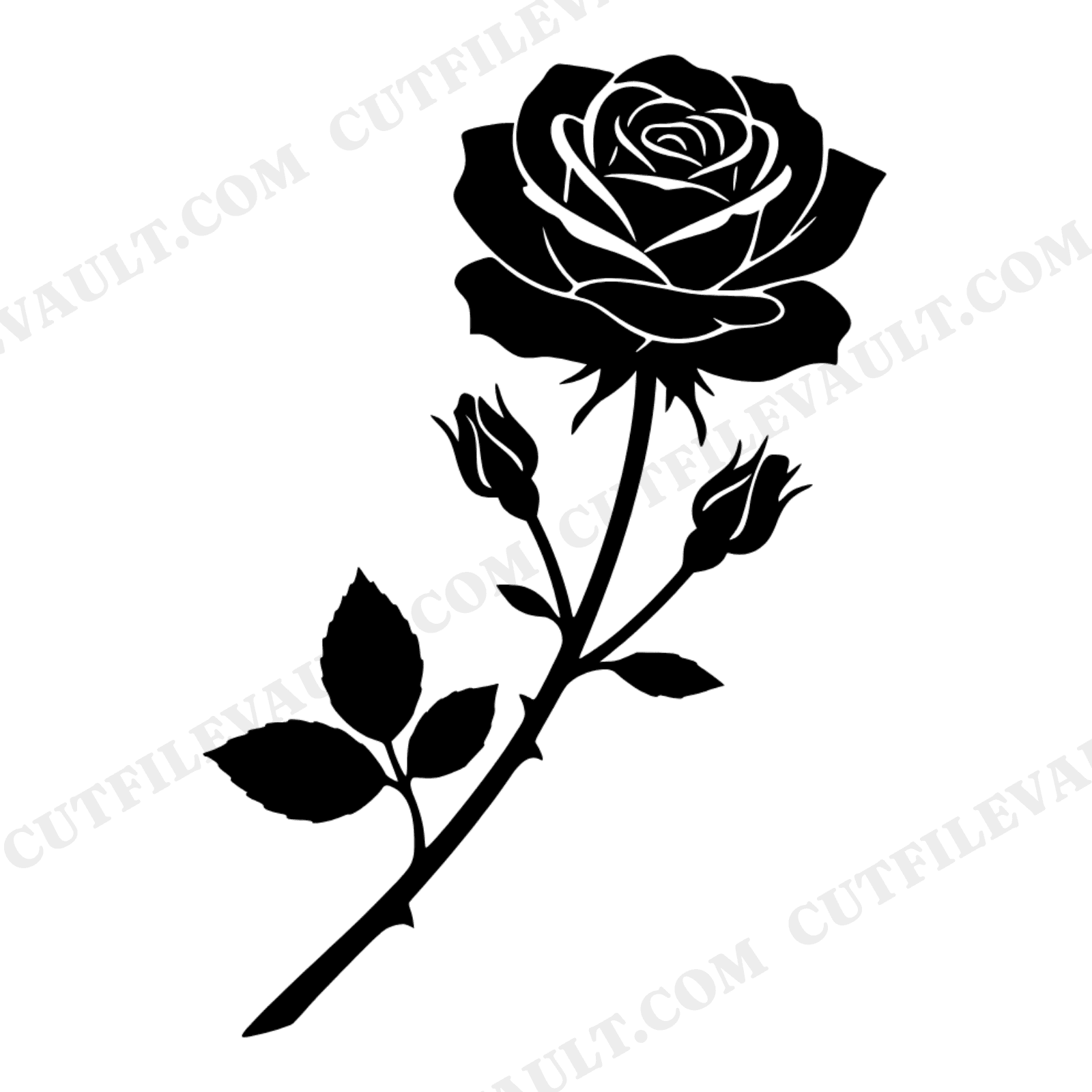 Graduation Rose Stem SVG PNG, Boho Botanical Flower Silhouette Cut File for Cards and Gifts, view 1