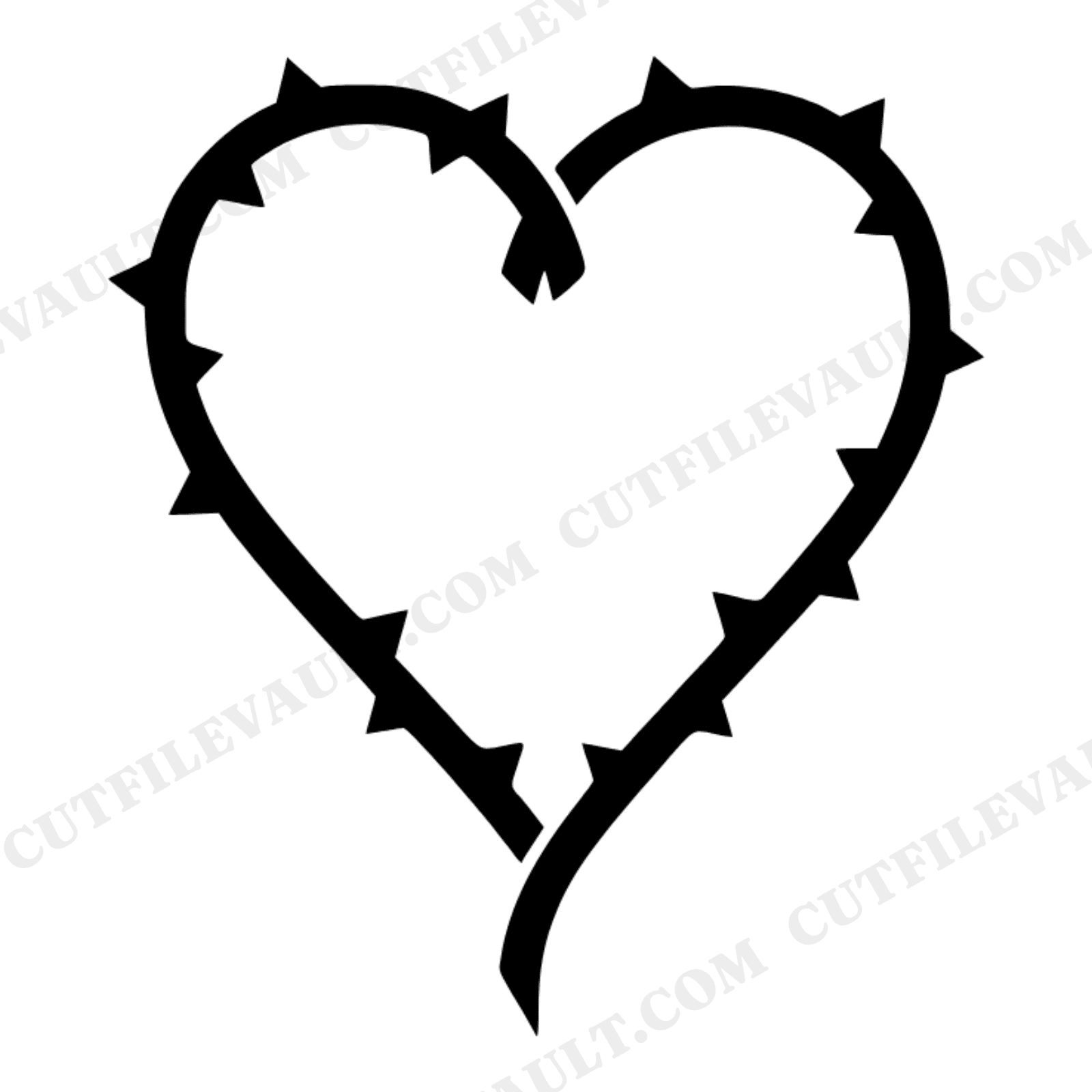 Art Deco Rose Stem Heart SVG PNG, Geometric Valentine Silhouette Cut File, Botanical Love Design, view 1