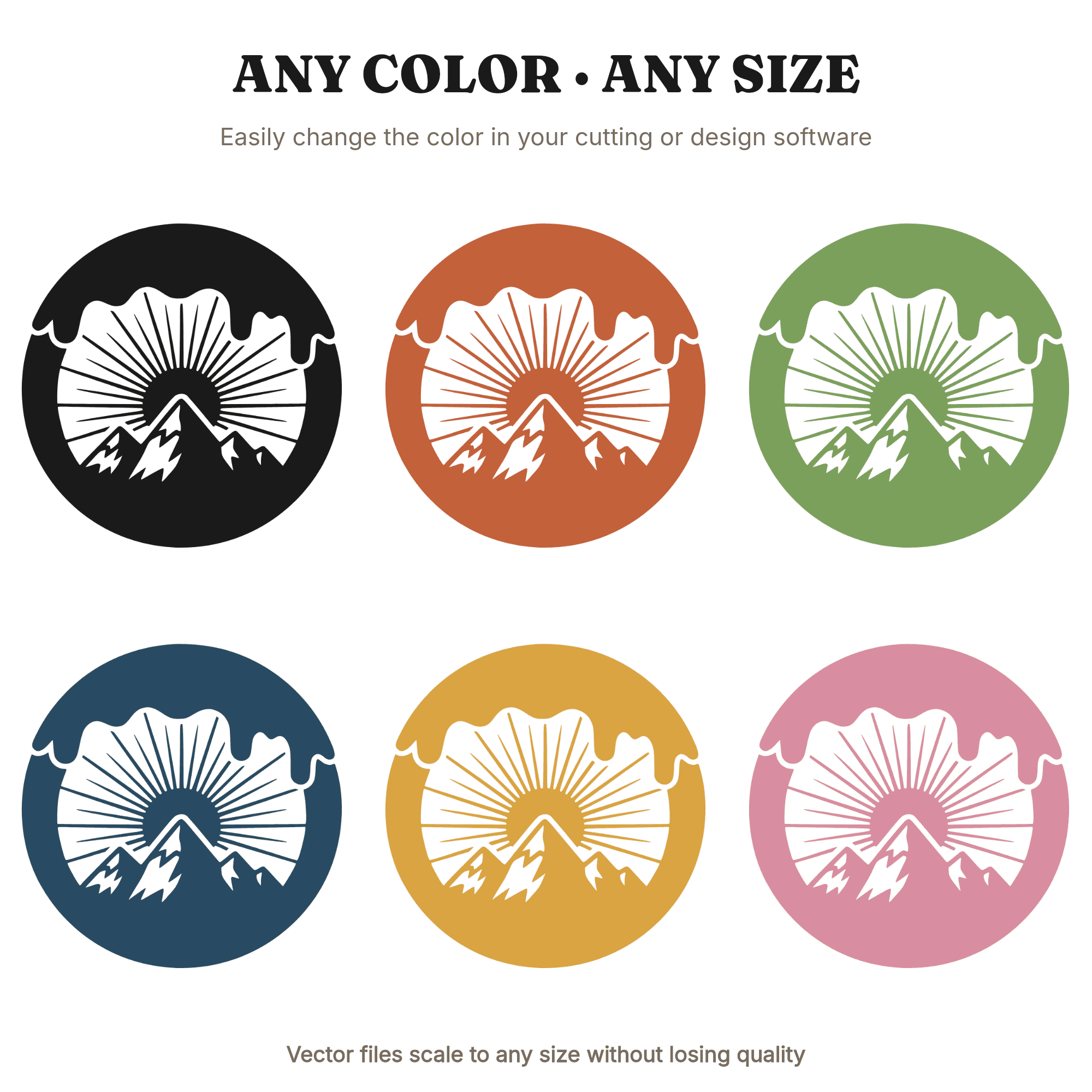 Boho Mountain Sunrise Donut SVG PNG Fall Celestial Mystical Cut File for Cricut Silhouette, view 2