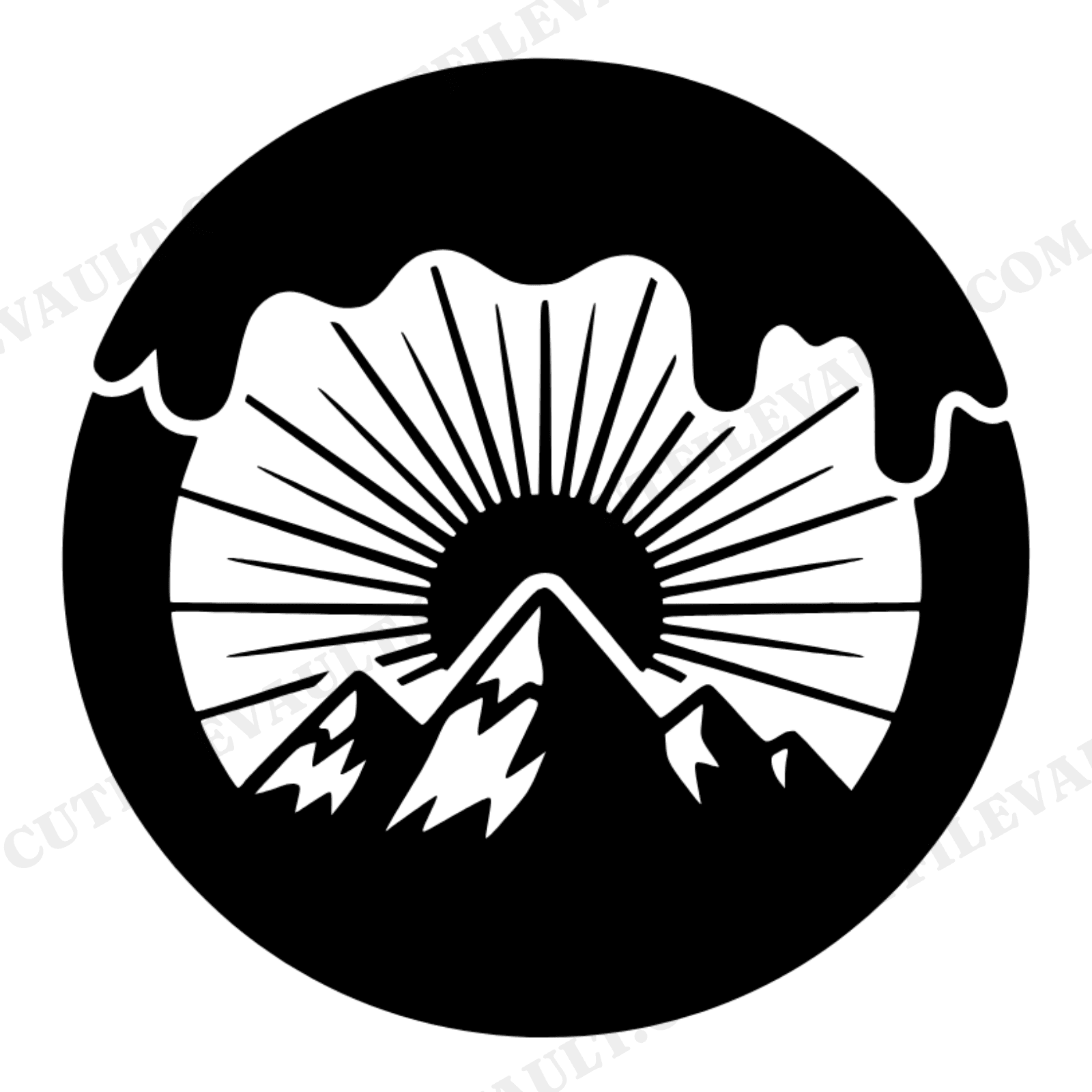 Boho Mountain Sunrise Donut SVG PNG Fall Celestial Mystical Cut File for Cricut Silhouette, view 1