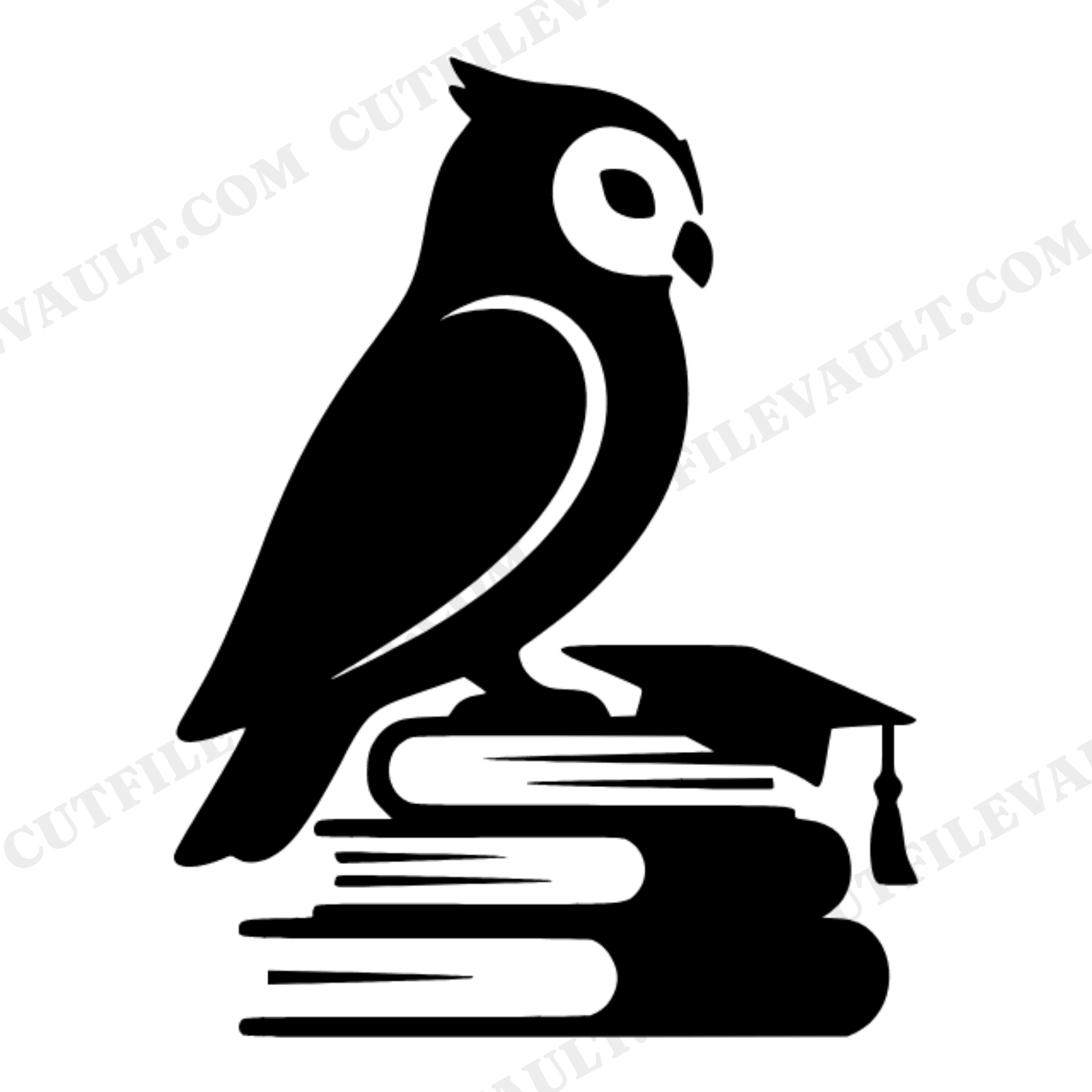 Wise Owl on Books SVG PNG Graduation Cut File Fluid Blob Abstract Design for Cricut, view 1