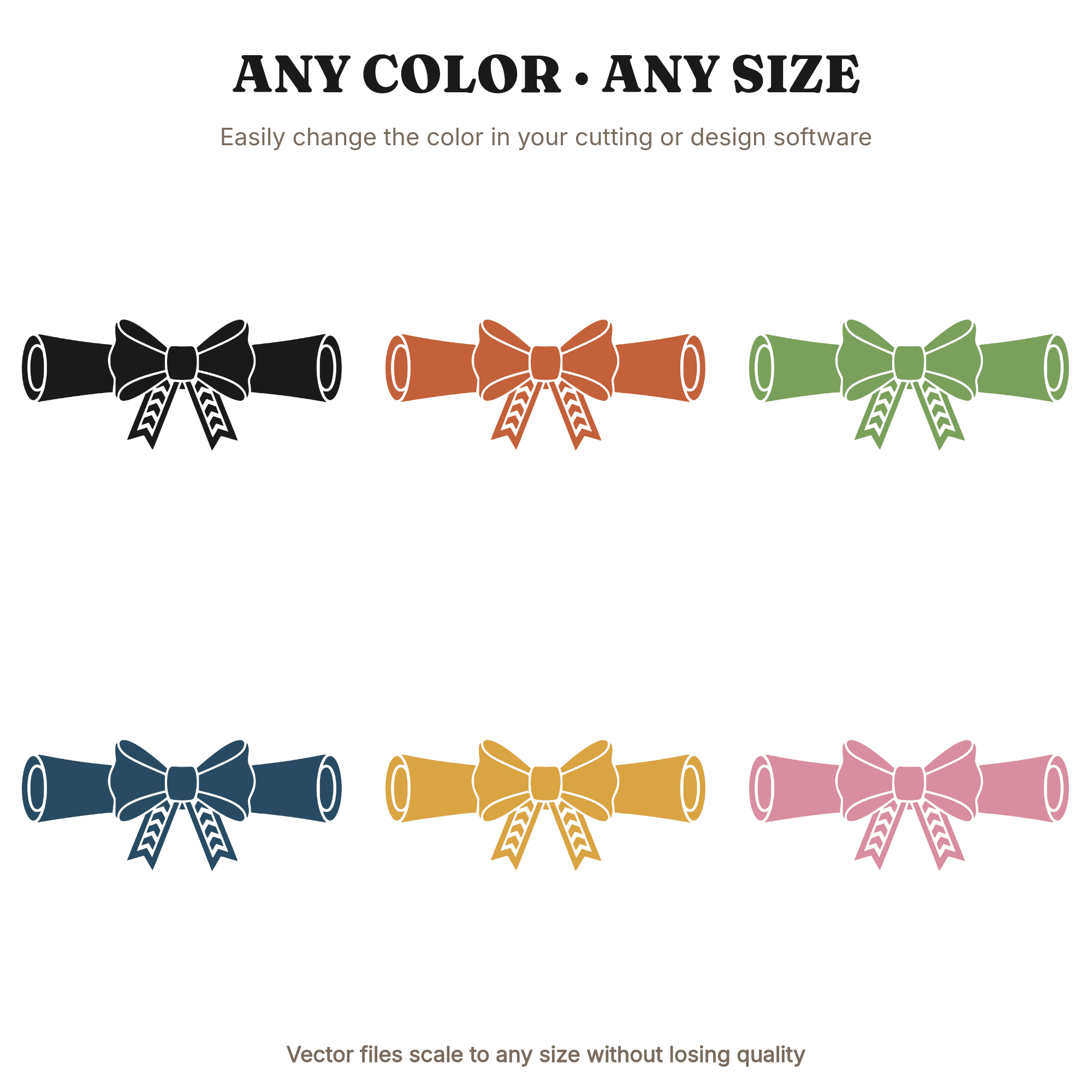 Art Deco Diploma Scroll SVG PNG, Geometric Bow Graduation Cut File for Nursery Milestone Decal, view 2