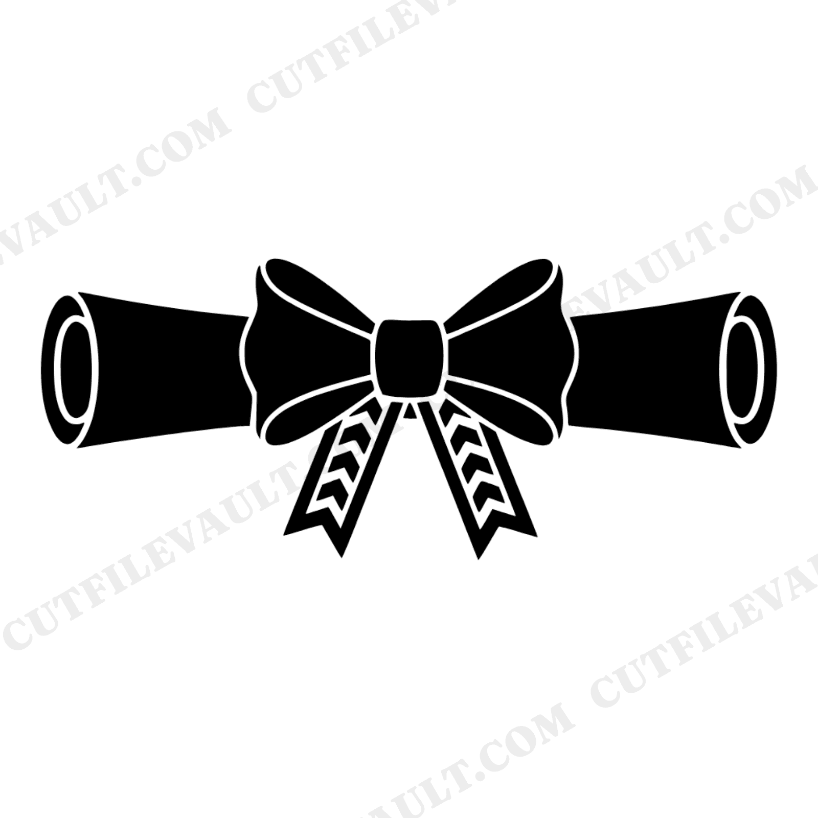 Art Deco Diploma Scroll SVG PNG, Geometric Bow Graduation Cut File for Nursery Milestone Decal, view 1