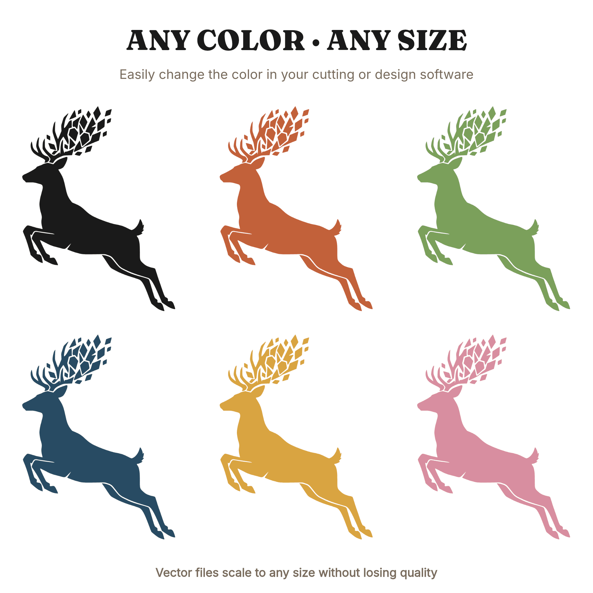 Geometric Antler Deer Leap SVG PNG, Boho Woodland Silhouette Cut File for Thanksgiving Autumn Decor, view 2