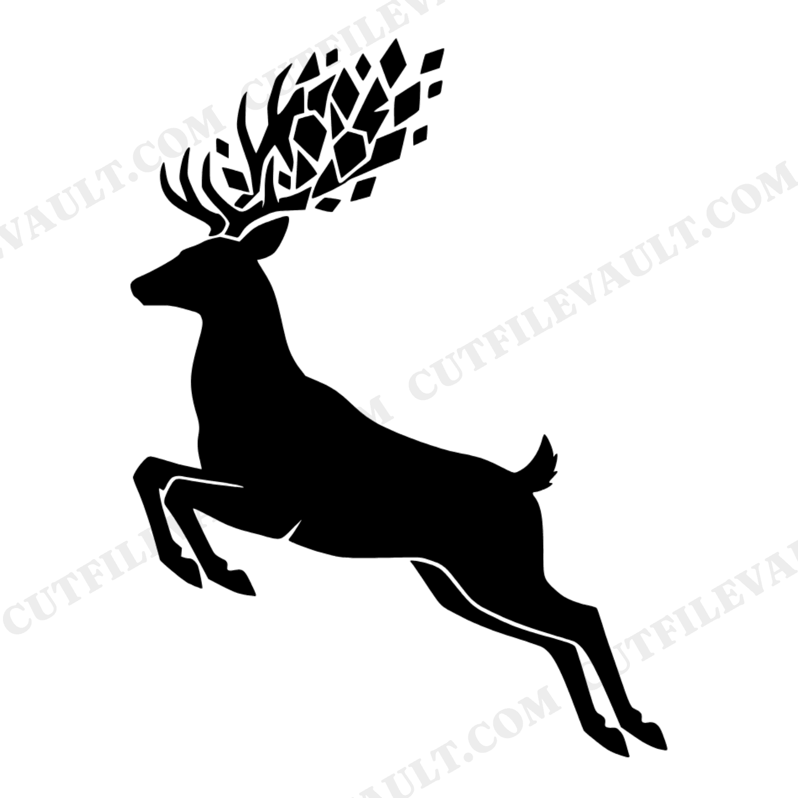 Geometric Antler Deer Leap SVG PNG, Boho Woodland Silhouette Cut File for Thanksgiving Autumn Decor, view 1