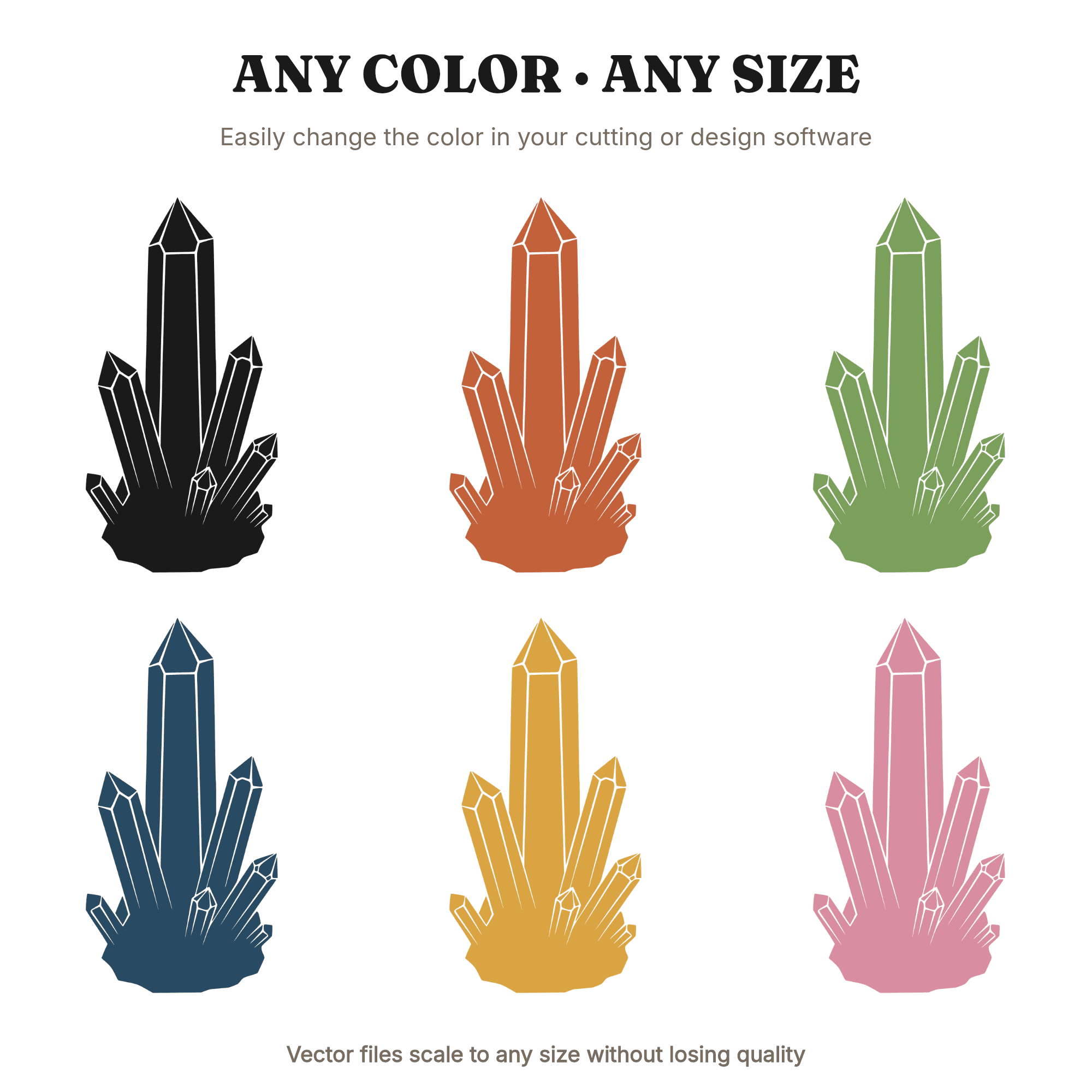 Retro 70s Quartz Crystal Tower SVG PNG, Groovy Mineral Silhouette Cut File for Cricut, view 2