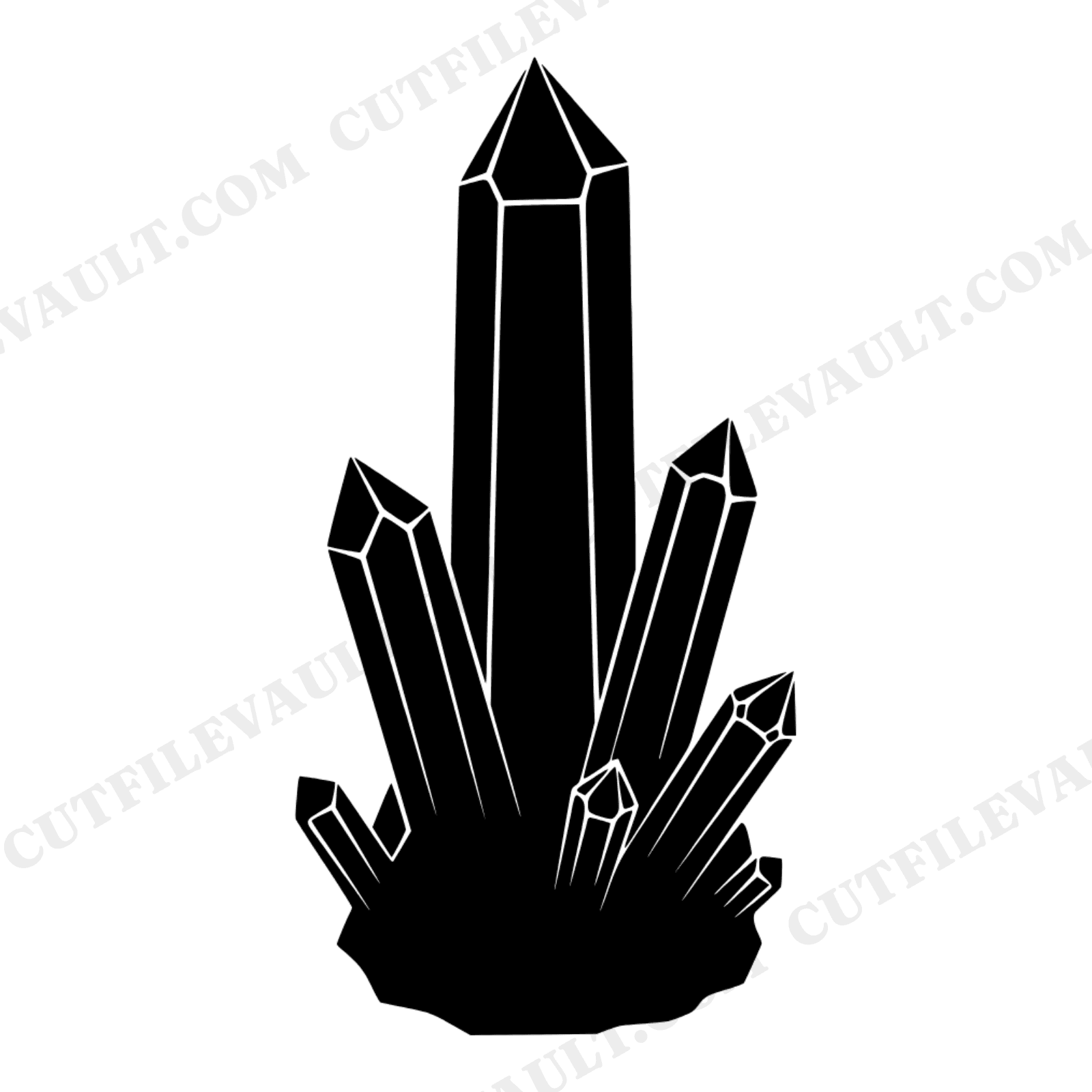 Retro 70s Quartz Crystal Tower SVG PNG, Groovy Mineral Silhouette Cut File for Cricut, view 1
