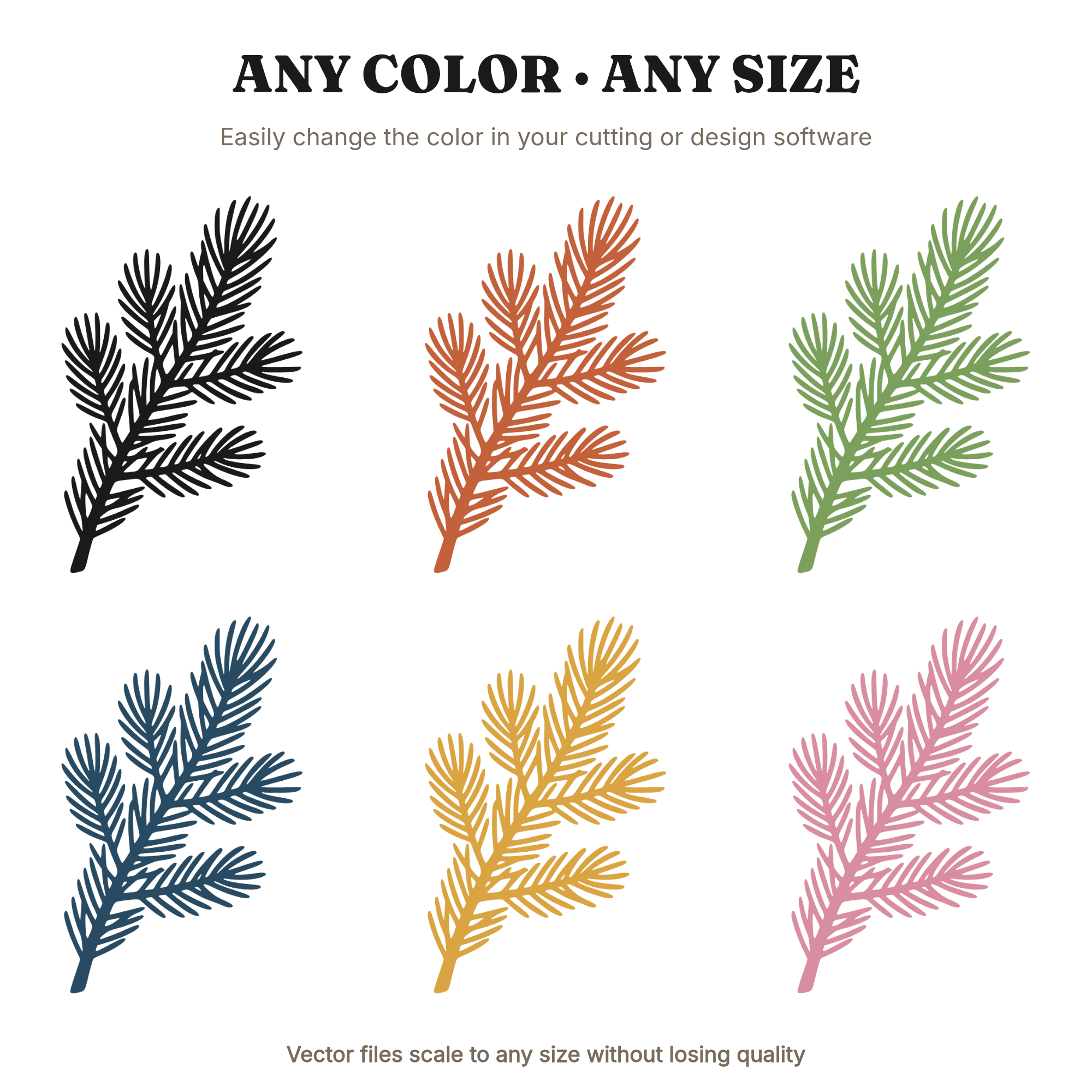 Pine Branch SVG Graduation Cut File, Scandinavian Line Art PNG, Evergreen Achievement Design, view 2