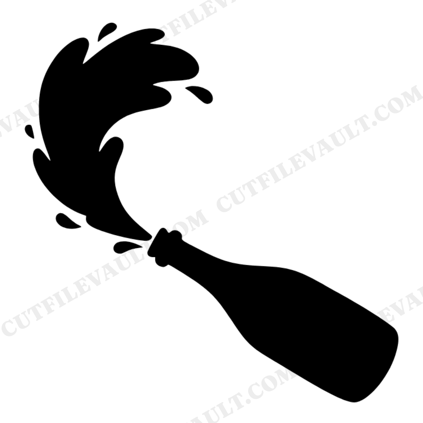 Champagne Bottle Diagonal Pour SVG PNG, Celebration Bubbles Cut File, Graduation Party Decor, view 1