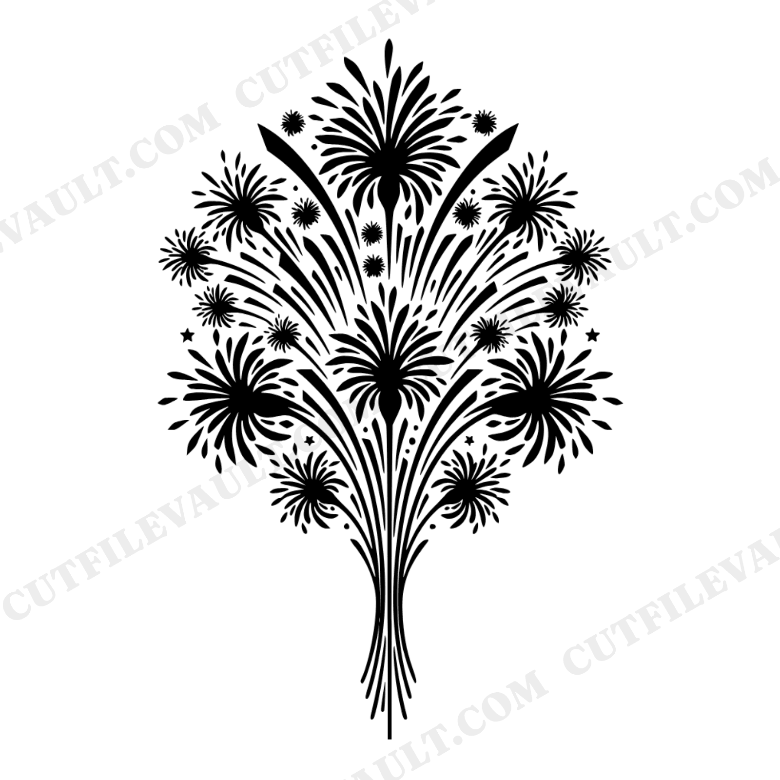 New Year Fireworks Bouquet SVG PNG, Starburst Flowers Celestial Party Decor Cut File Design, view 1