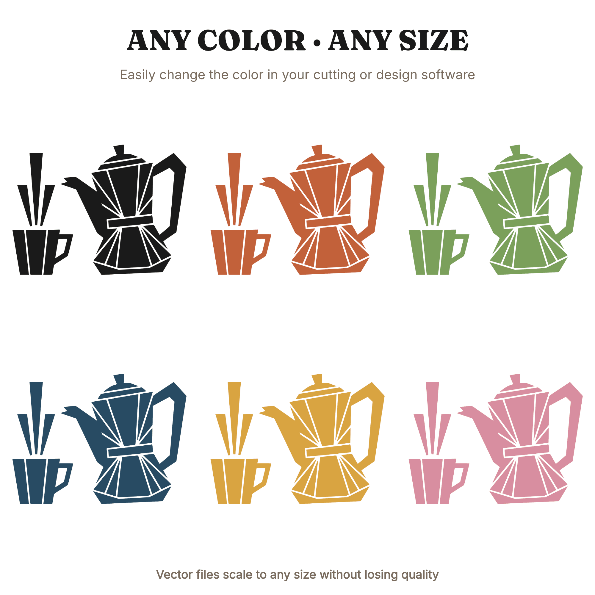 Art Deco Coffee Pour Graduation SVG PNG, Geometric Coffee Pot Mug Silhouette Cut File, view 2