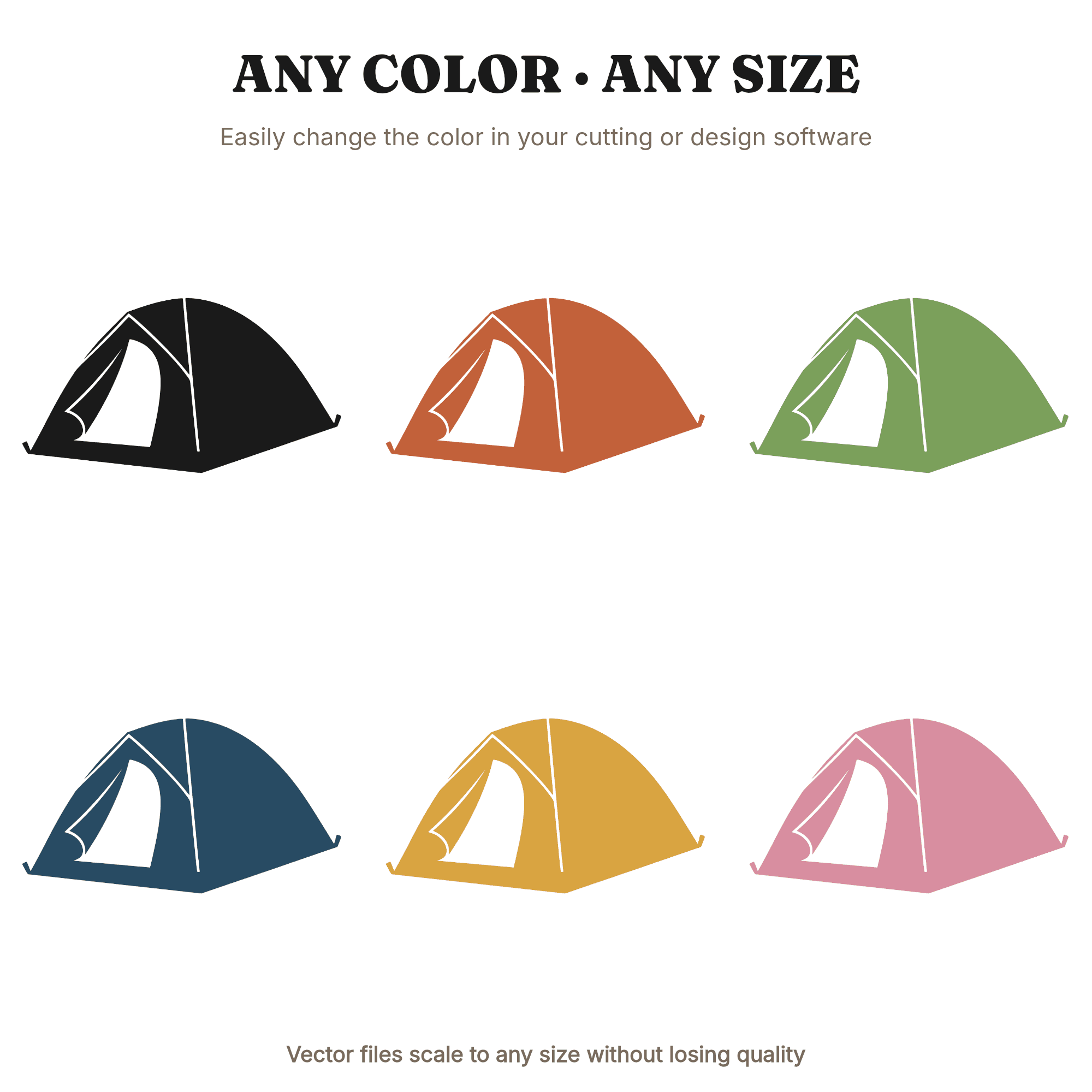 Dome Tent SVG PNG Camping Silhouette with Open Flap Diagonal Vintage Botanical Cut File, view 2