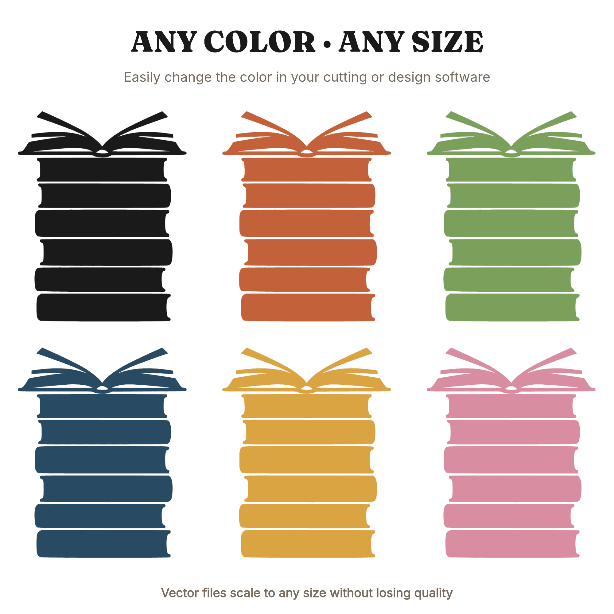 Graduation Book Stack SVG PNG, Open Book Silhouette, Mid Century Minimalist Scandinavian Design, view 2
