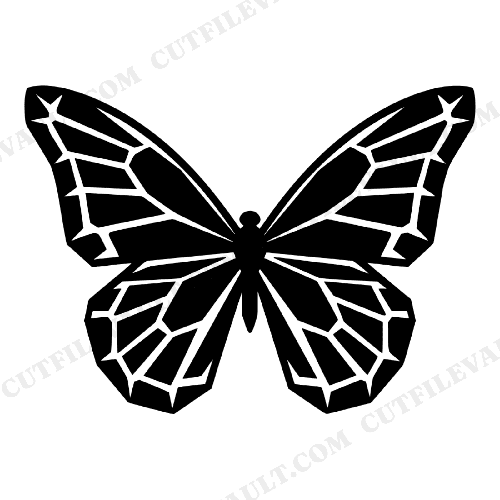 Gemstone Butterfly SVG PNG Papercut Folk Art Design, Crystal Wings Symmetrical Cut File, view 1