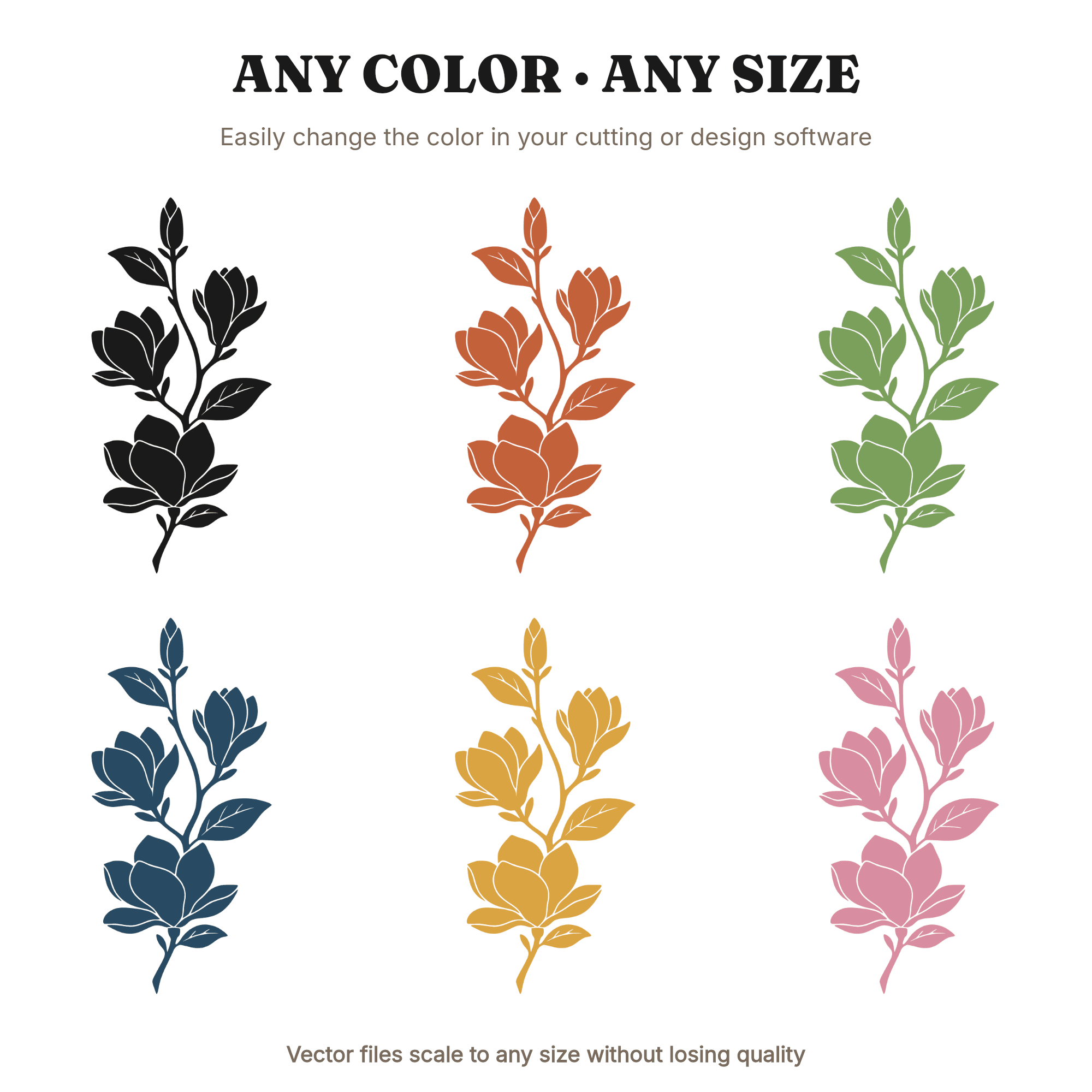 Magnolia Branch SVG PNG Graduation Botanical Silhouette Vintage Floral Cut File Southern Decor, view 2