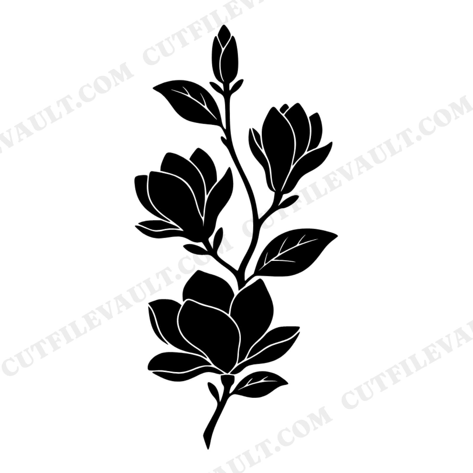 Magnolia Branch SVG PNG Graduation Botanical Silhouette Vintage Floral Cut File Southern Decor, view 1