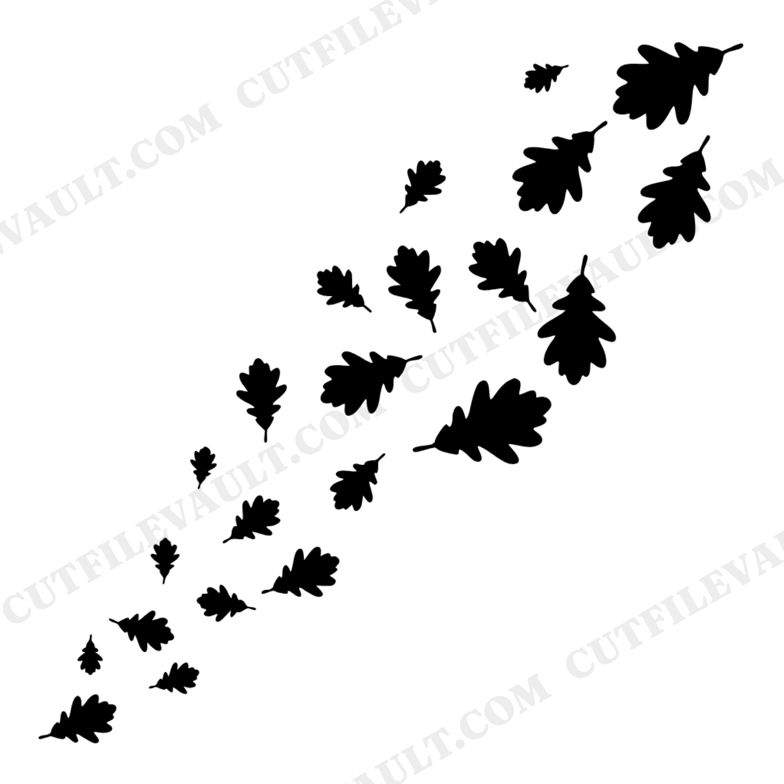 Falling Oak Leaves SVG PNG, Diagonal Scatter Pattern, Autumn Wedding Decor Cut File, view 1