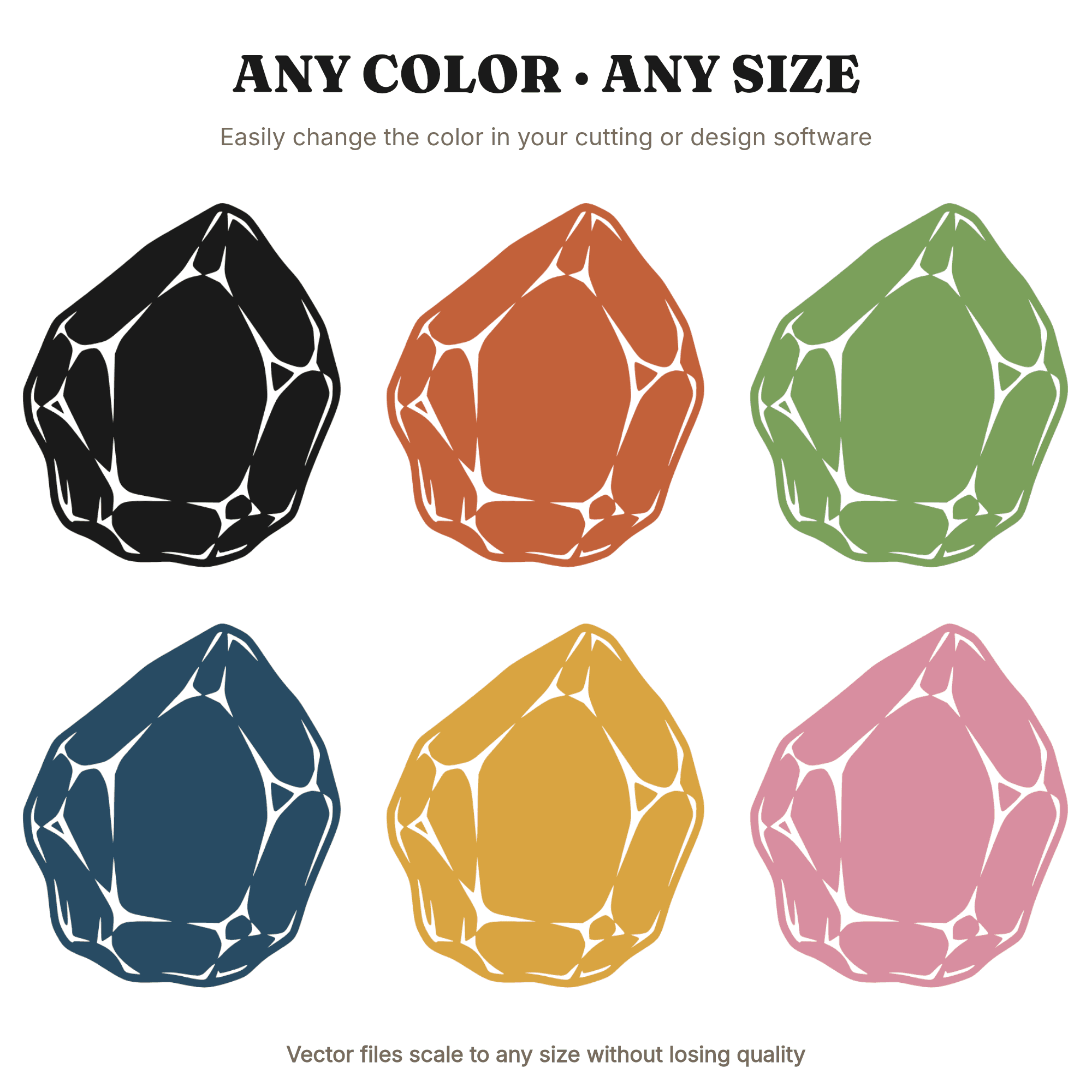 Raw Crystal Gemstone SVG PNG Side Profile Silhouette Cut File Cottagecore Nature Mineral Design, view 2
