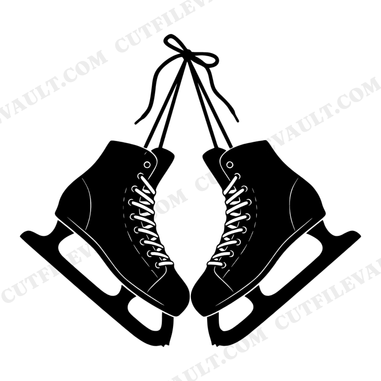 Vintage Hockey Skates SVG PNG, Scandinavian Line Art, Winter Christmas Cut File for Cricut, view 1