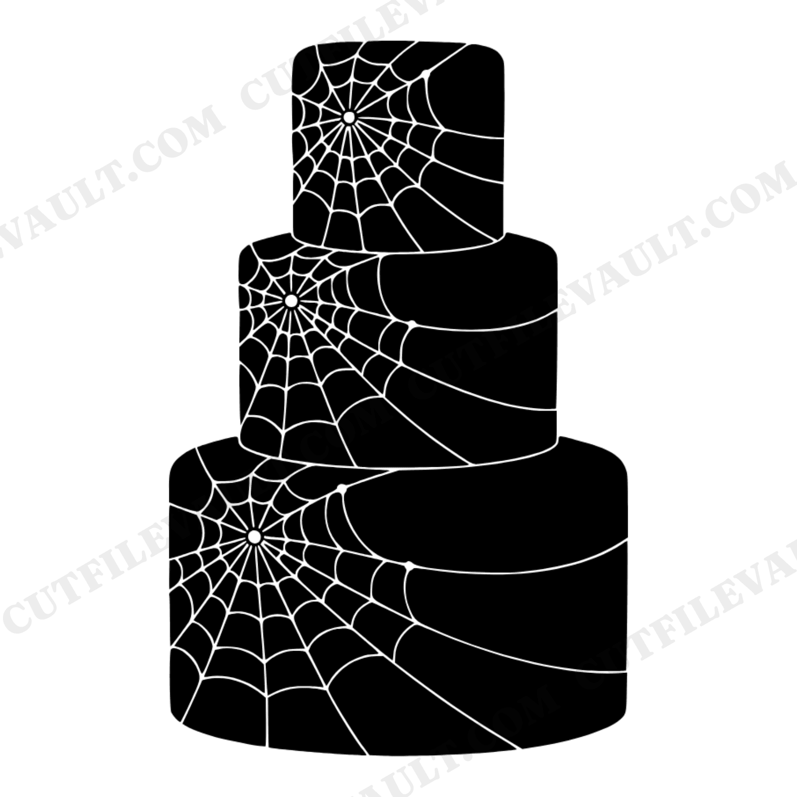 Halloween Wedding Cake SVG, Celestial Spider Web Three Tier Cake Silhouette PNG Cut File, view 1
