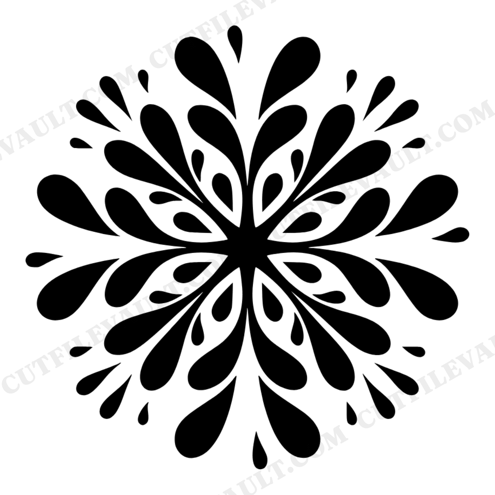 Firework Starburst Mandala SVG PNG, Eight Point Symmetrical Papercut Folk Art Party Decor Cut File, view 1