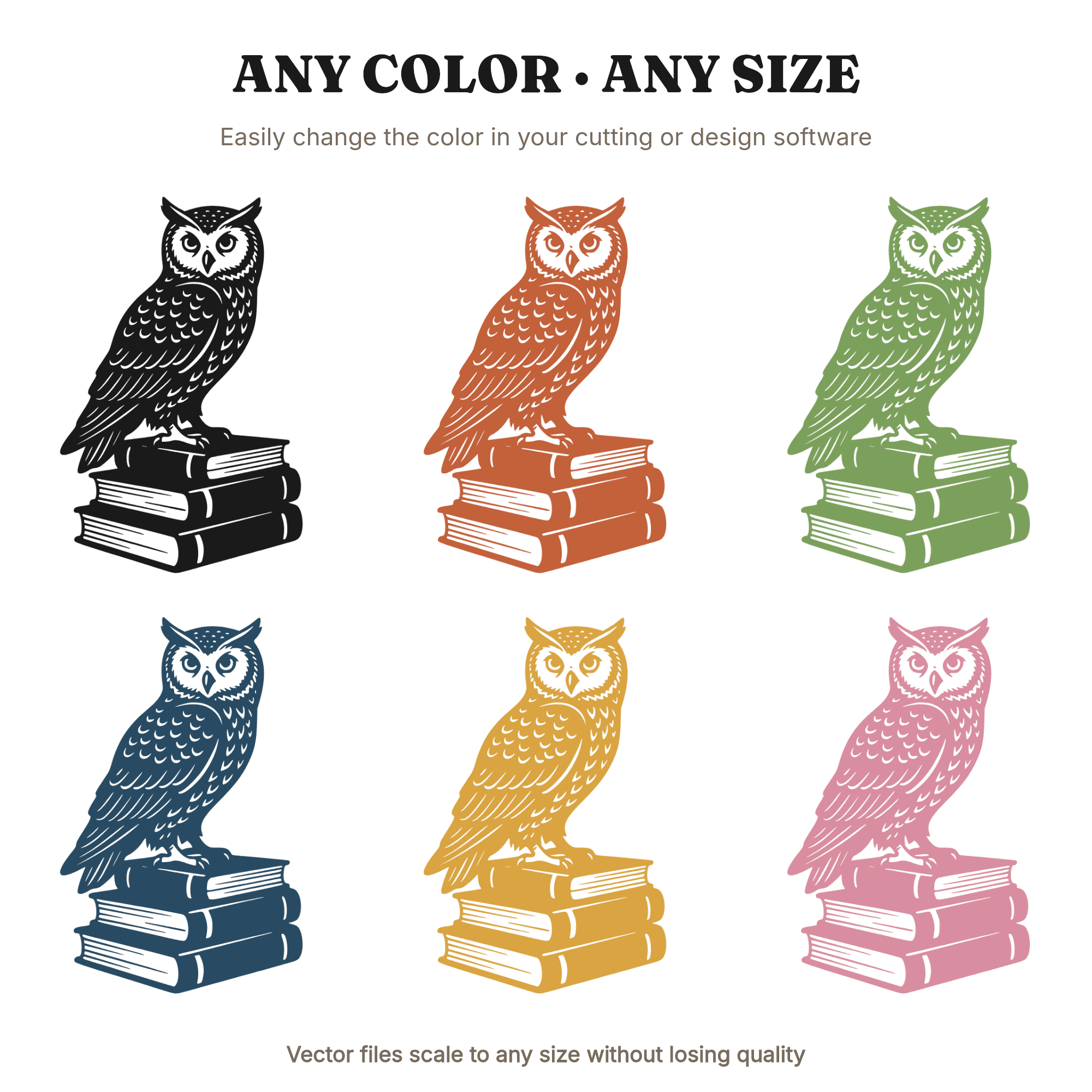 Wise Owl on Books SVG PNG, Graduation Owl Cut File, Vintage Botanical Silhouette Design, view 2