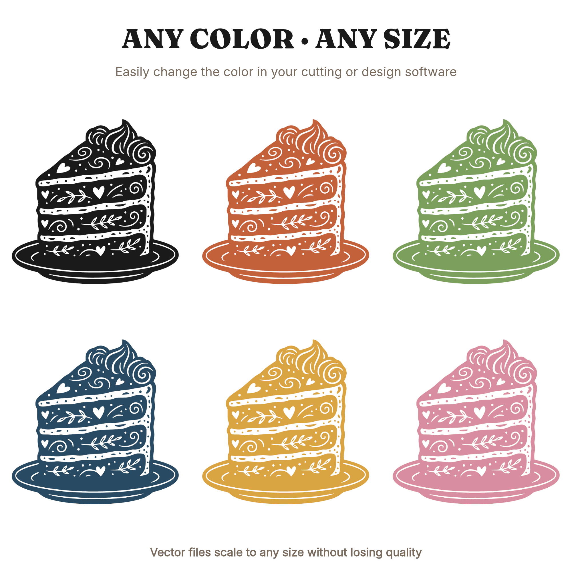 Vintage Botanical Valentine Cake Slice SVG PNG, Layered Cake Cut File for Bridal Shower, view 2