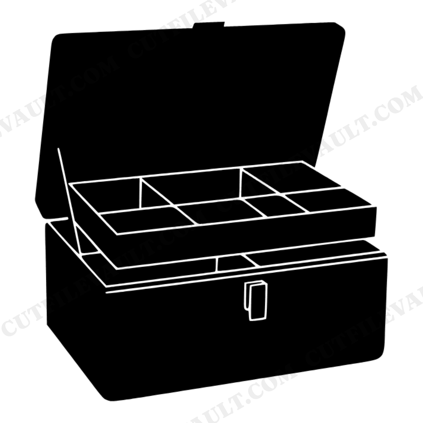Vintage Open Tackle Box SVG PNG, 1950s Fishing Mom Silhouette Cut File for Mother's Day Crafts, view 1