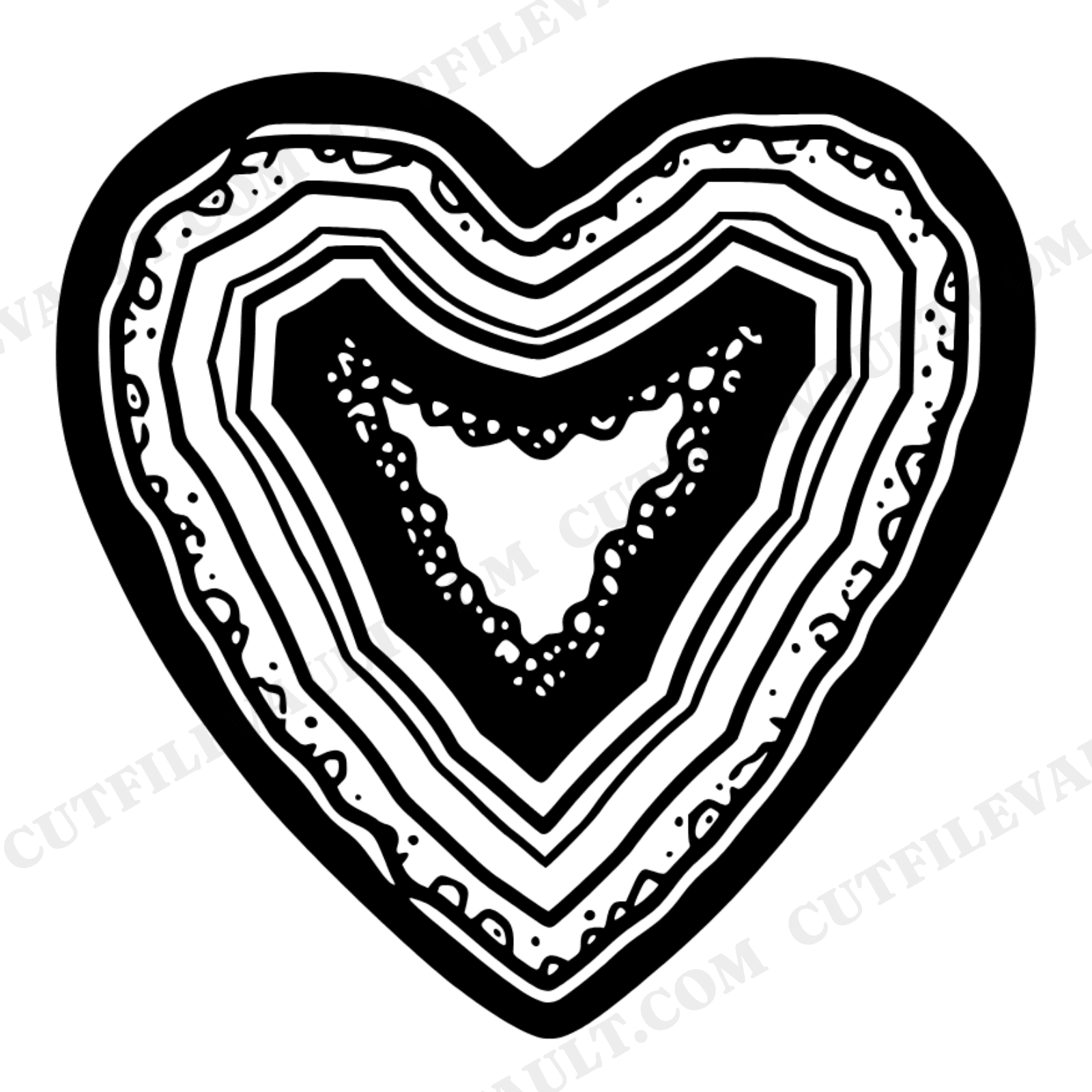 Heart Shaped Geode SVG PNG, Crystalline Druzy Cross Section Cut File for Valentine's Day Crafts, view 1