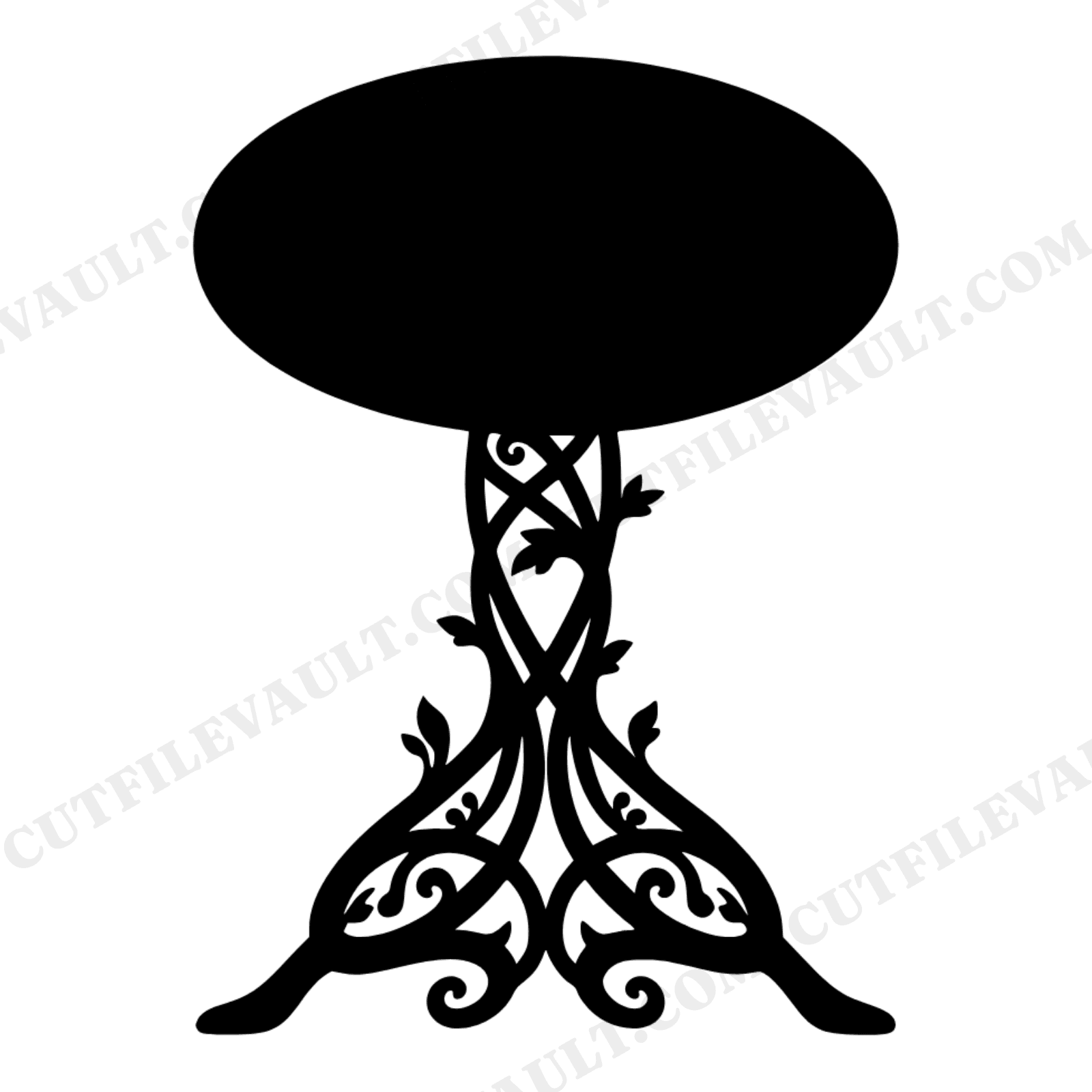 Elegant Cake Stand SVG PNG, Cottagecore Pedestal with Scrollwork Base Cut File for Wedding Decor, view 1