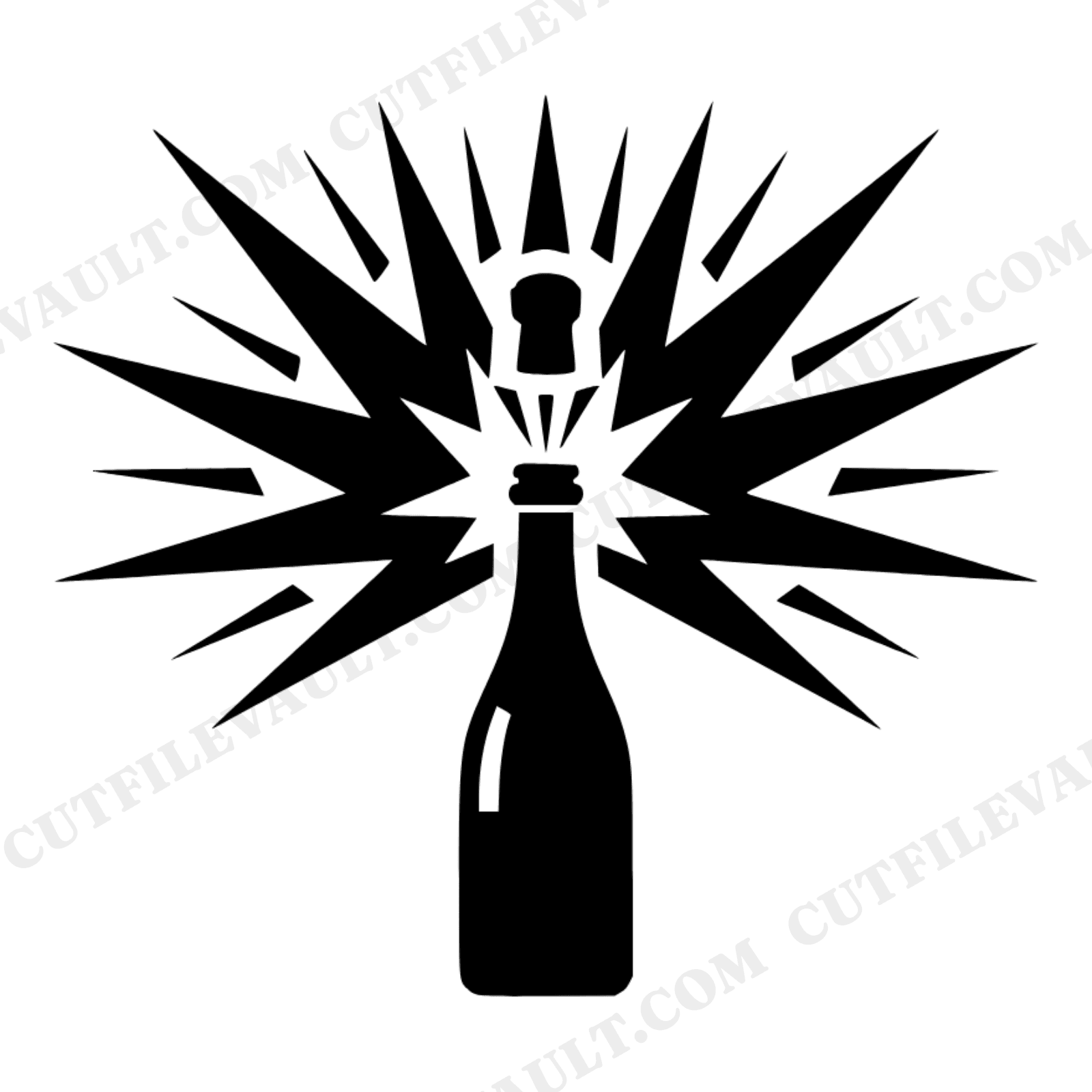 Halloween Champagne Bottle Cork Pop SVG PNG, Mid Century Modern Starburst Cut File for Cricut, view 1