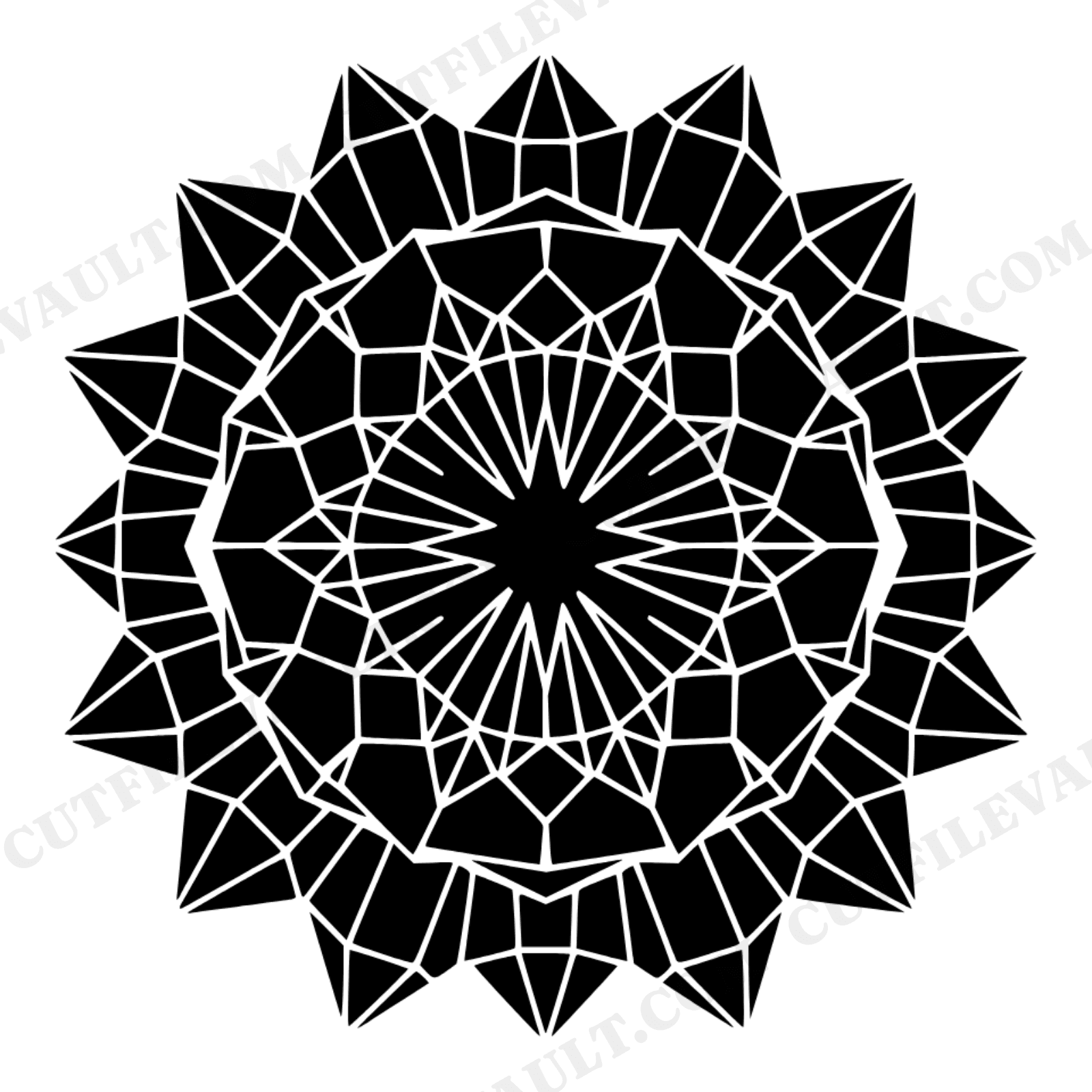 Amethyst Crystal Cluster SVG PNG, Geometric Mandala Top View, Herbarium Botanical Cut File, view 1