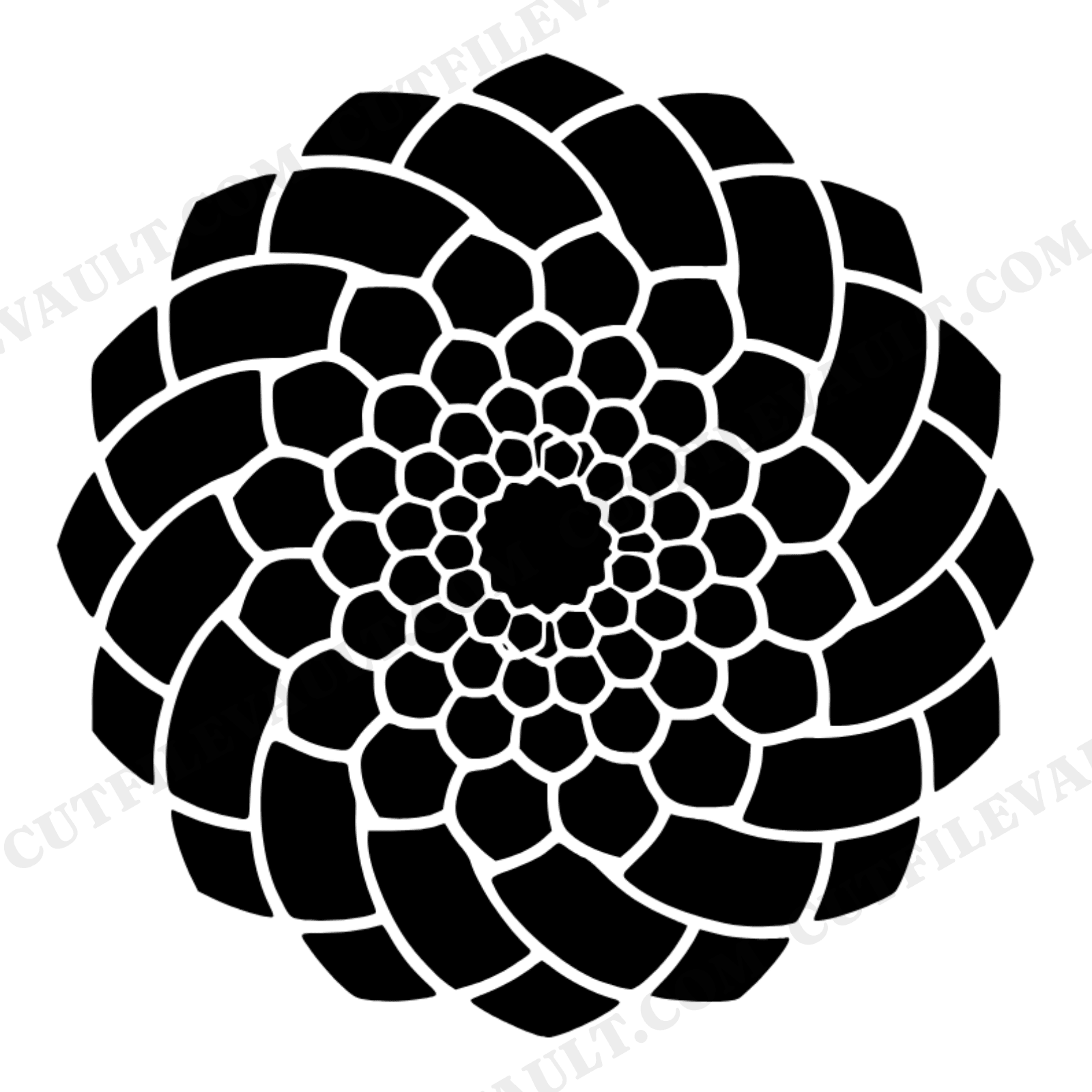 Pine Cone Mandala SVG PNG, Thanksgiving Spiral Top View, Farmhouse Botanical Line Art Cut File, view 1