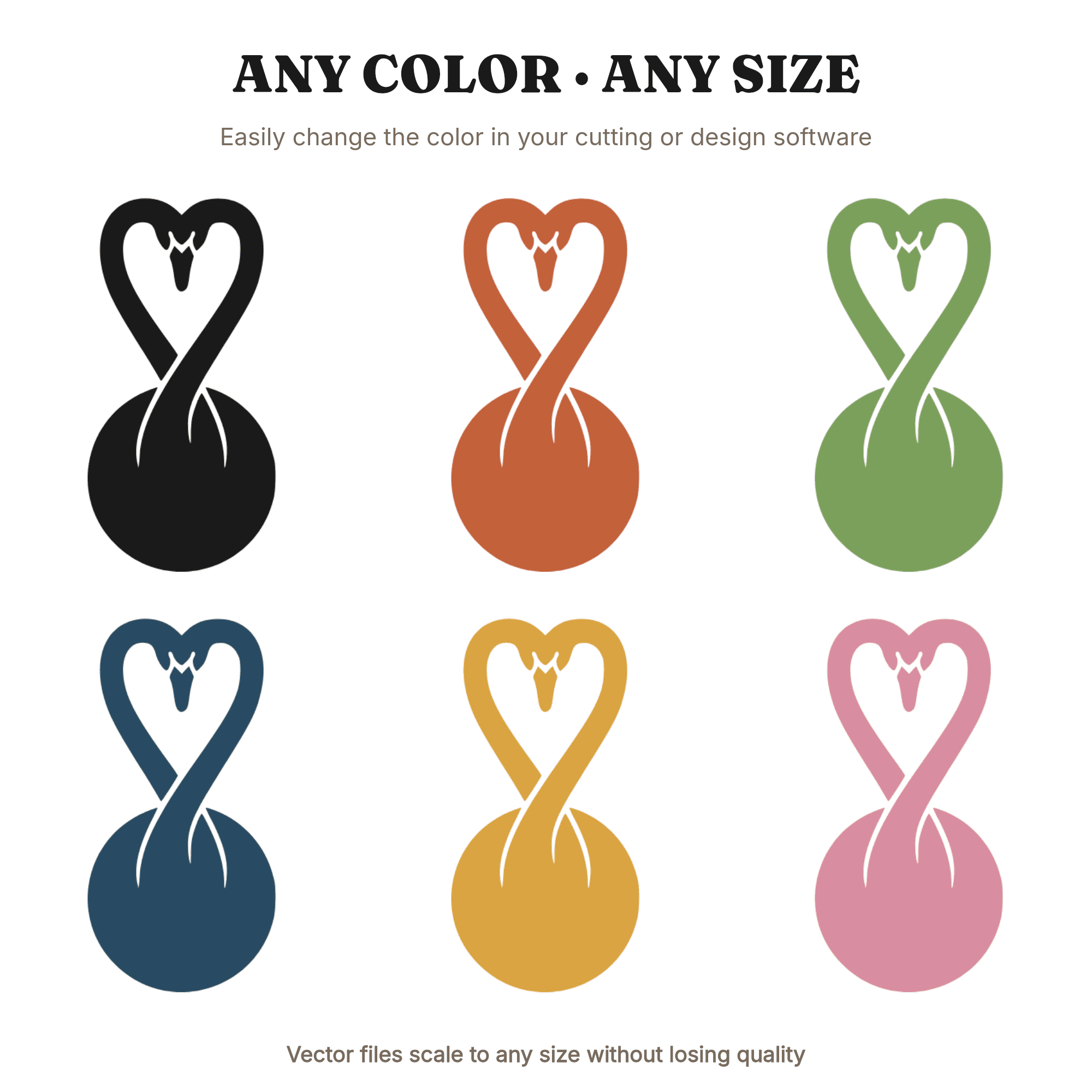 Graceful Swan Heart SVG PNG Mother's Day Silhouette Scandinavian Line Art Cut File, view 2