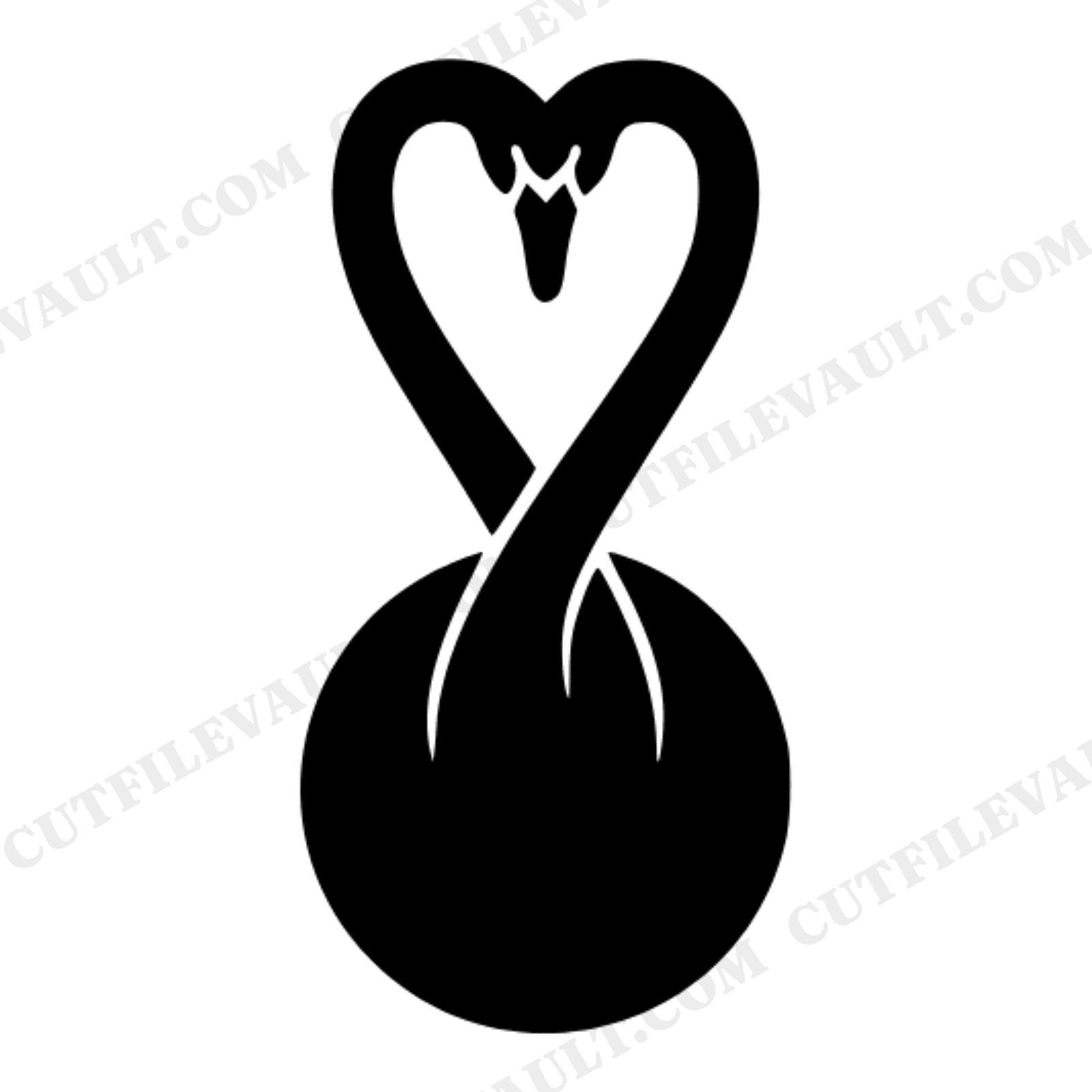Graceful Swan Heart SVG PNG Mother's Day Silhouette Scandinavian Line Art Cut File, view 1