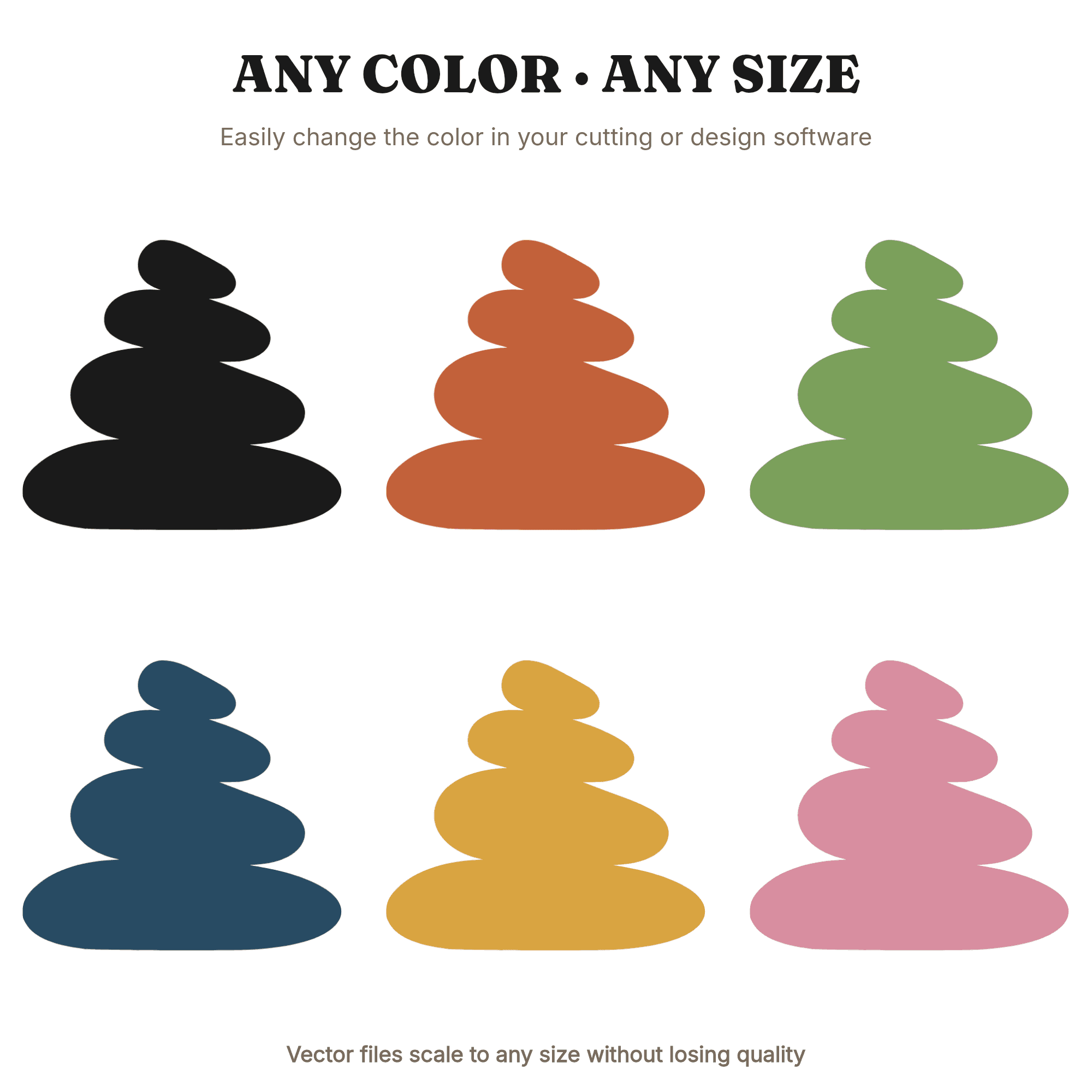 Rose Quartz Cairn SVG PNG, Stacked Stones Balance Cut File, Minimalist Crystal Rocks Silhouette, view 2