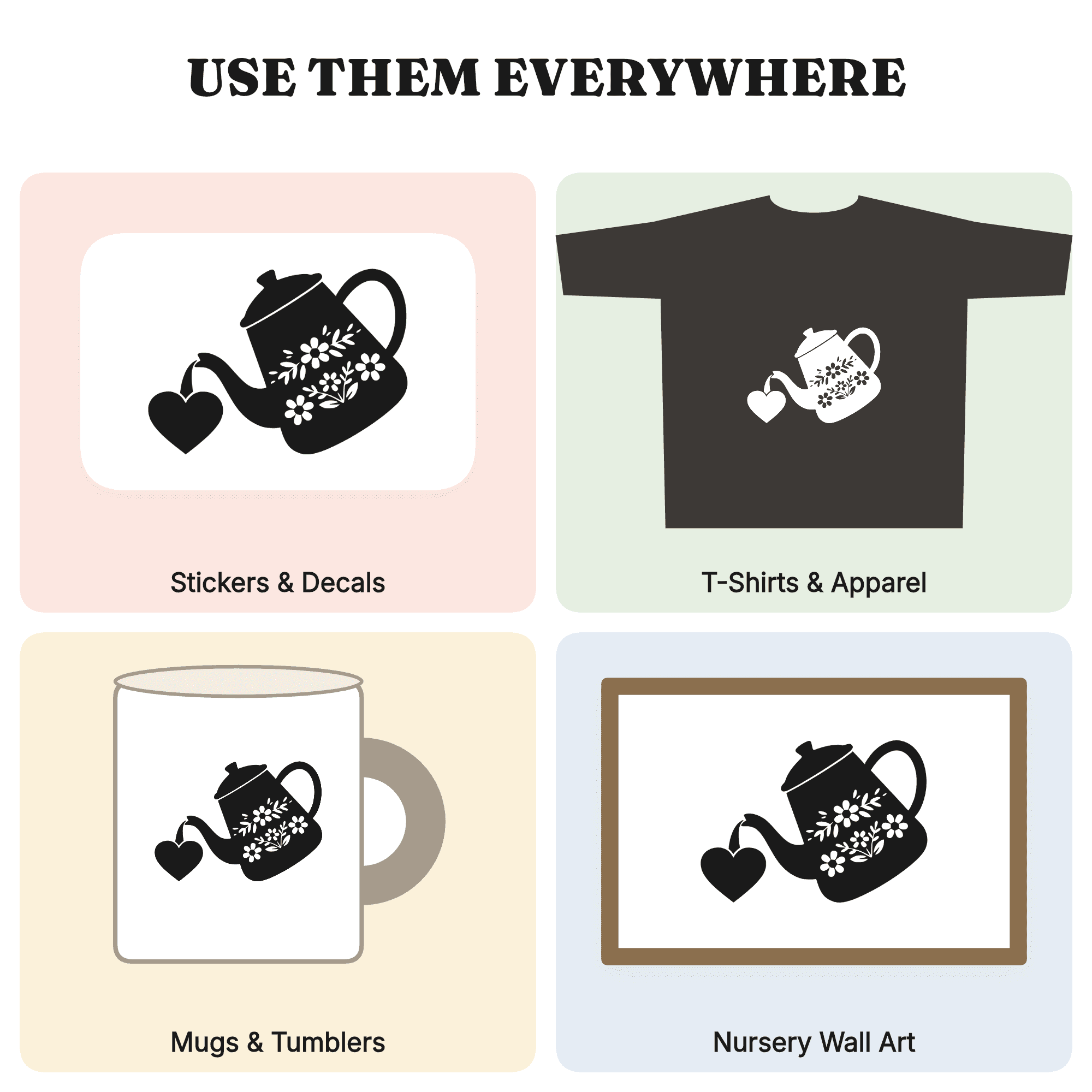 Vintage Coffee Pot Heart Pour SVG PNG, Mother's Day Coffee Lover Gift Cut File for Mugs, view 3