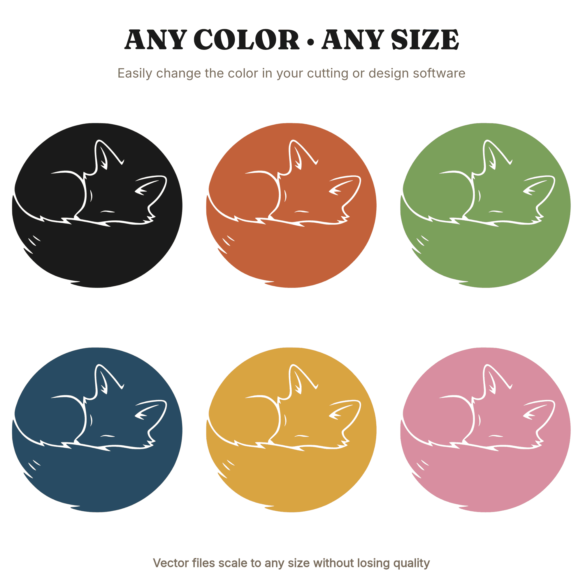 Sleeping Fox Circle SVG PNG, Curled Fox Silhouette Cut File, Cozy Winter Farmhouse Design, view 2