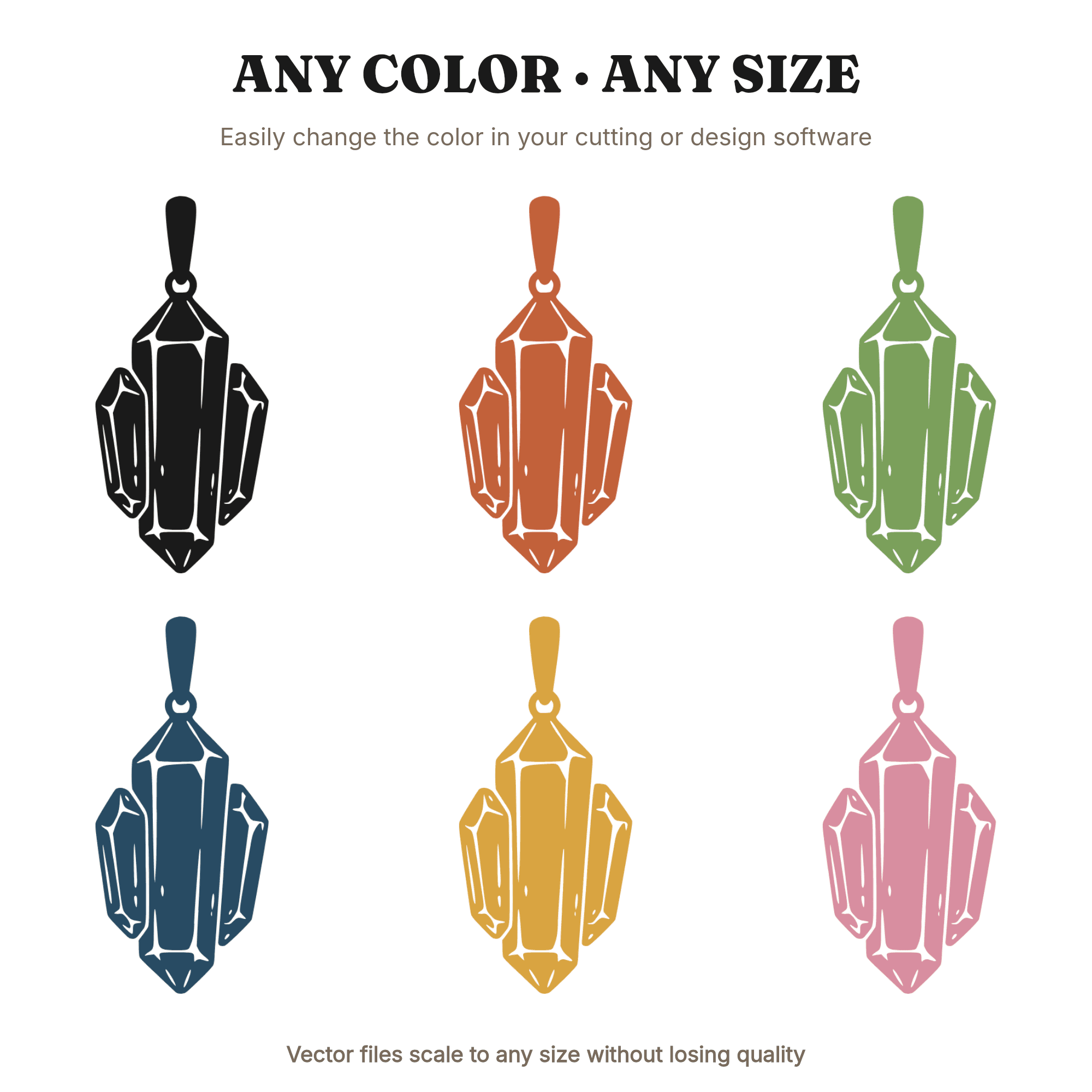 Triple Crystal Point Pendant SVG PNG, Minimalist Gemstone Jewelry Line Art Cut File, view 2