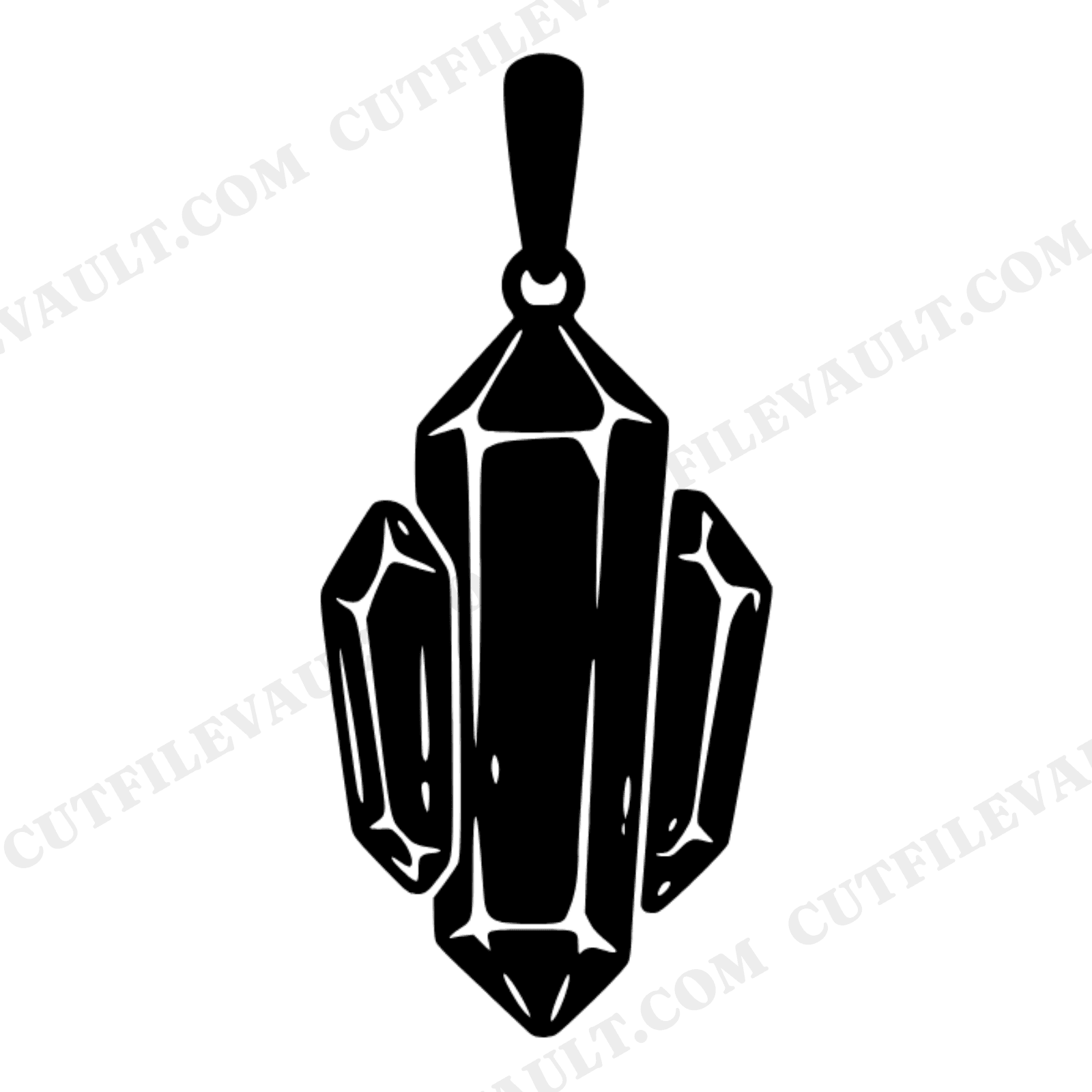 Triple Crystal Point Pendant SVG PNG, Minimalist Gemstone Jewelry Line Art Cut File, view 1