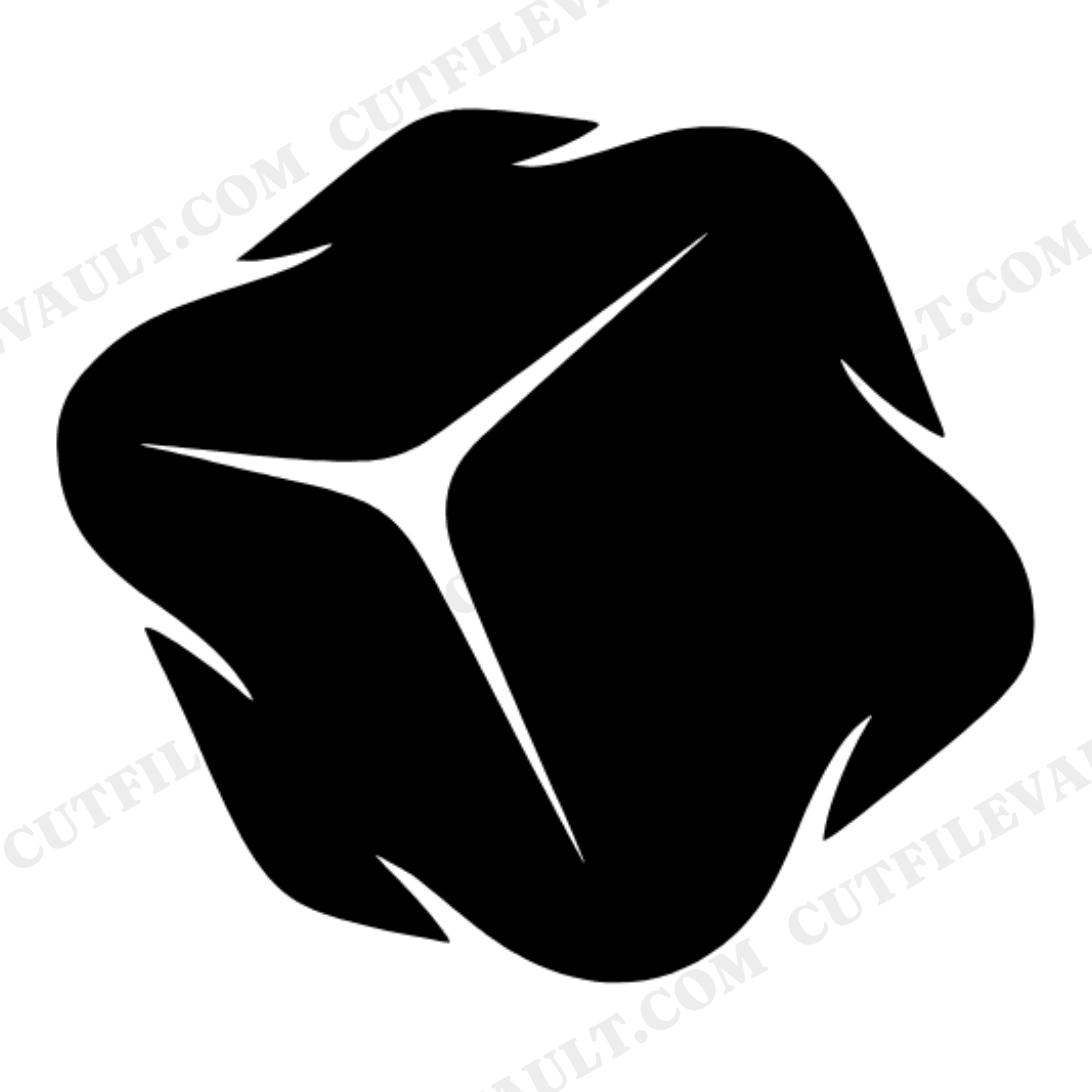 Pyrite Cube SVG PNG, Geometric Mineral Silhouette, Fluid Abstract Blob Design Cut File, view 1