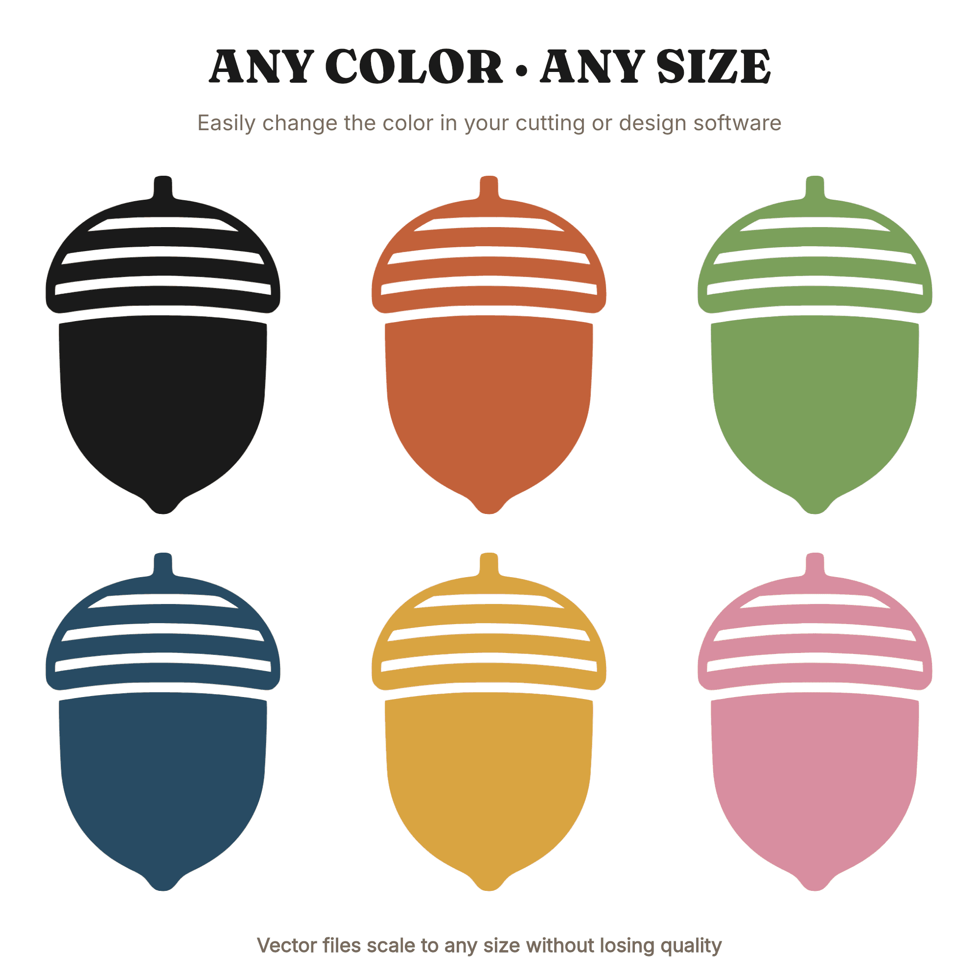 Acorn SVG PNG, Minimalist Scandinavian Fall Decor Cut File, Autumn Nursery Silhouette, view 2