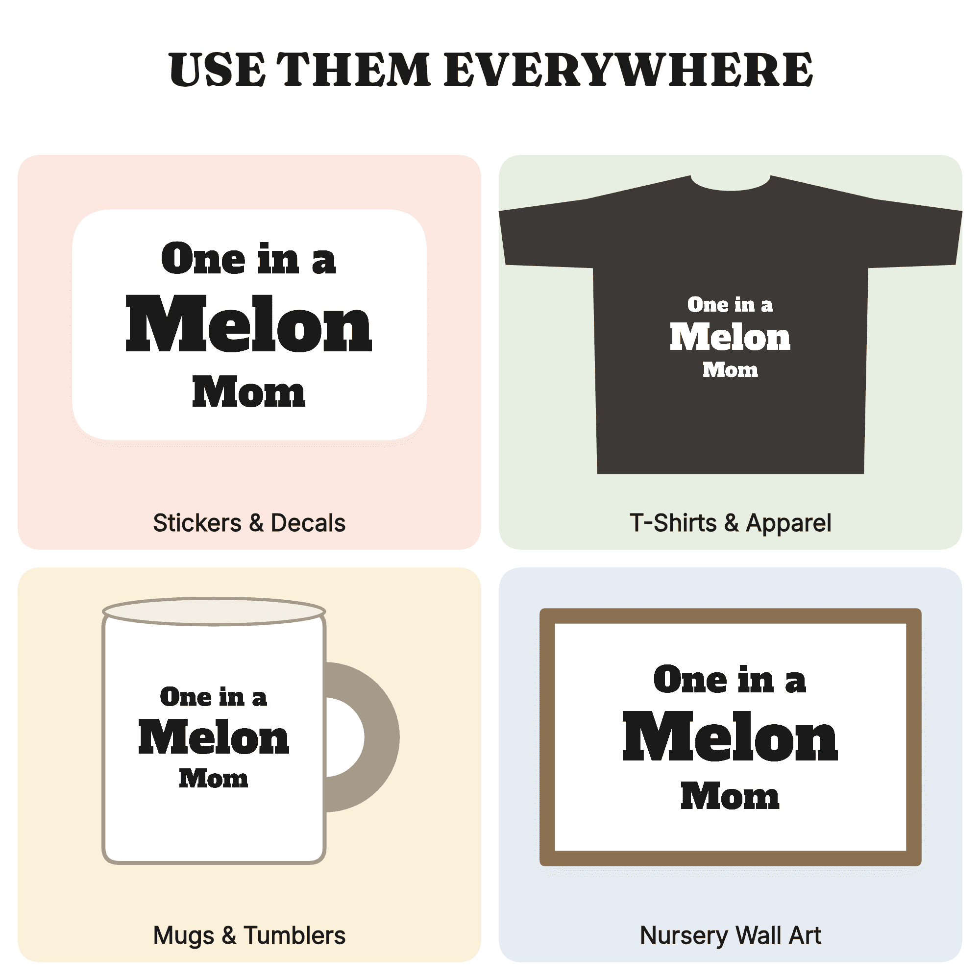 One in a Melon Mom SVG PNG Retro Watermelon Slice Sunburst Mother's Day Cut File, view 3