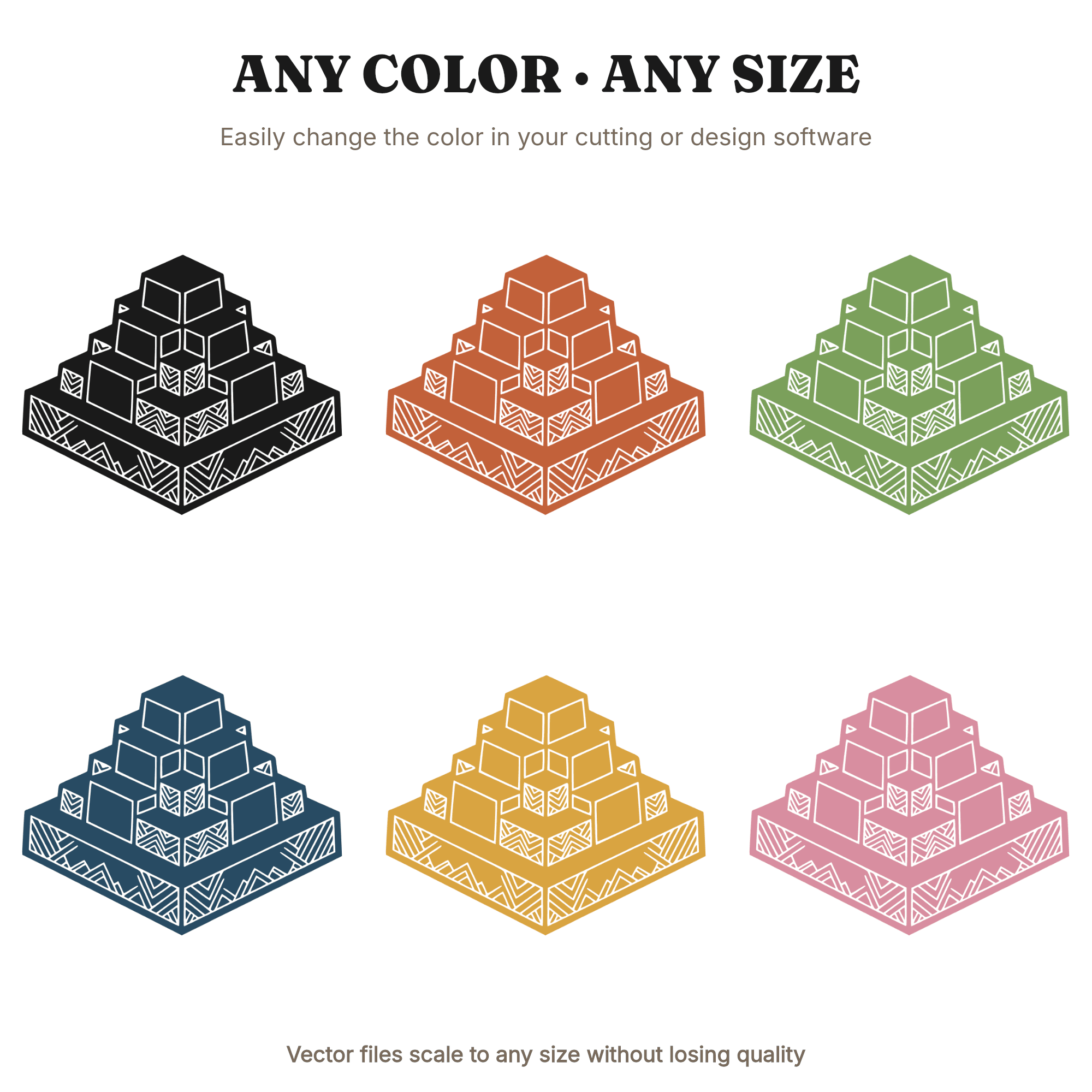 Geometric Bismuth Crystal SVG PNG Art Deco Pyramid Formation Cut File Modern Mineral Design, view 2