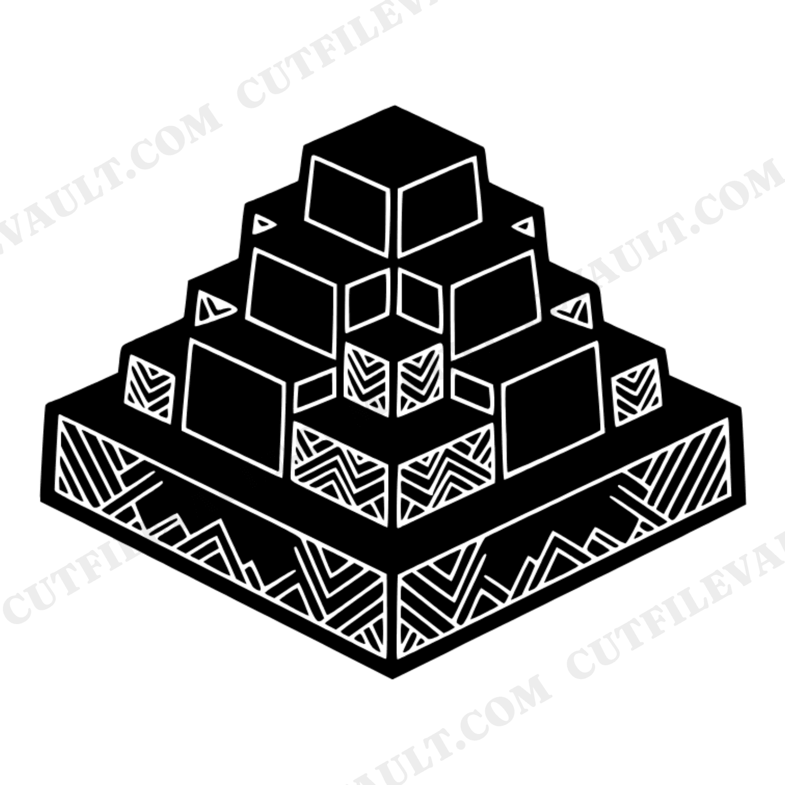 Geometric Bismuth Crystal SVG PNG Art Deco Pyramid Formation Cut File Modern Mineral Design, view 1