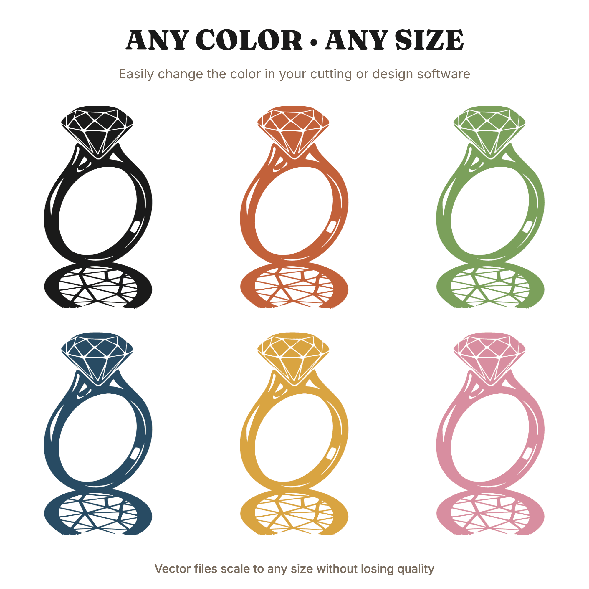Engagement Ring SVG PNG, Diamond Ring Silhouette, Geometric Shadow Wedding Cut File for Cricut, view 2