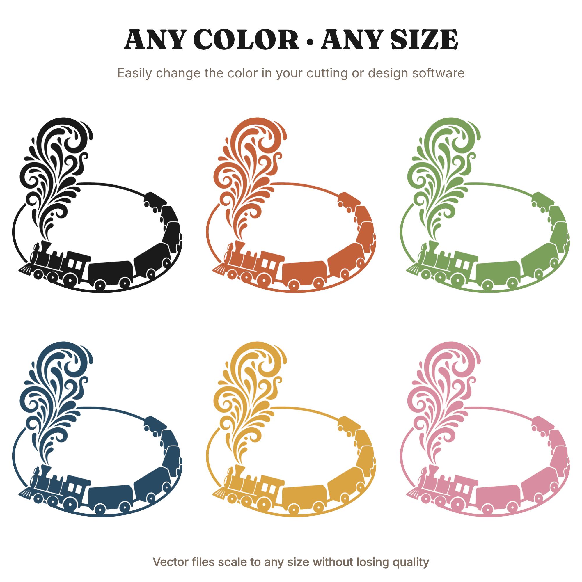 Whimsical Christmas Train SVG PNG, Overhead View Toy Train with Steam, Kids Nursery Cut File, view 2