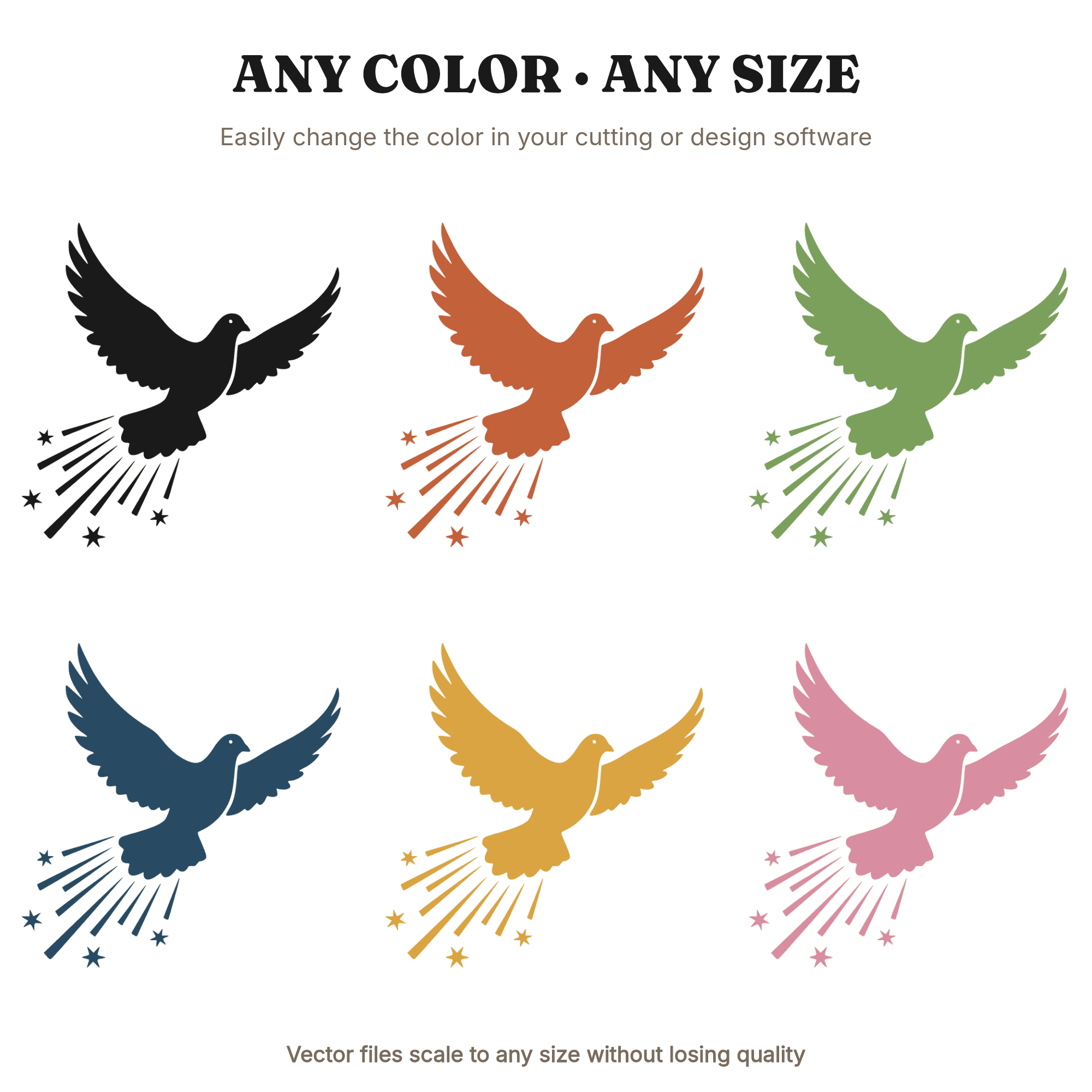 New Year's Eve Dove SVG, Mid Century Modern Firework Burst PNG, Geometric Bird Cut File, view 2